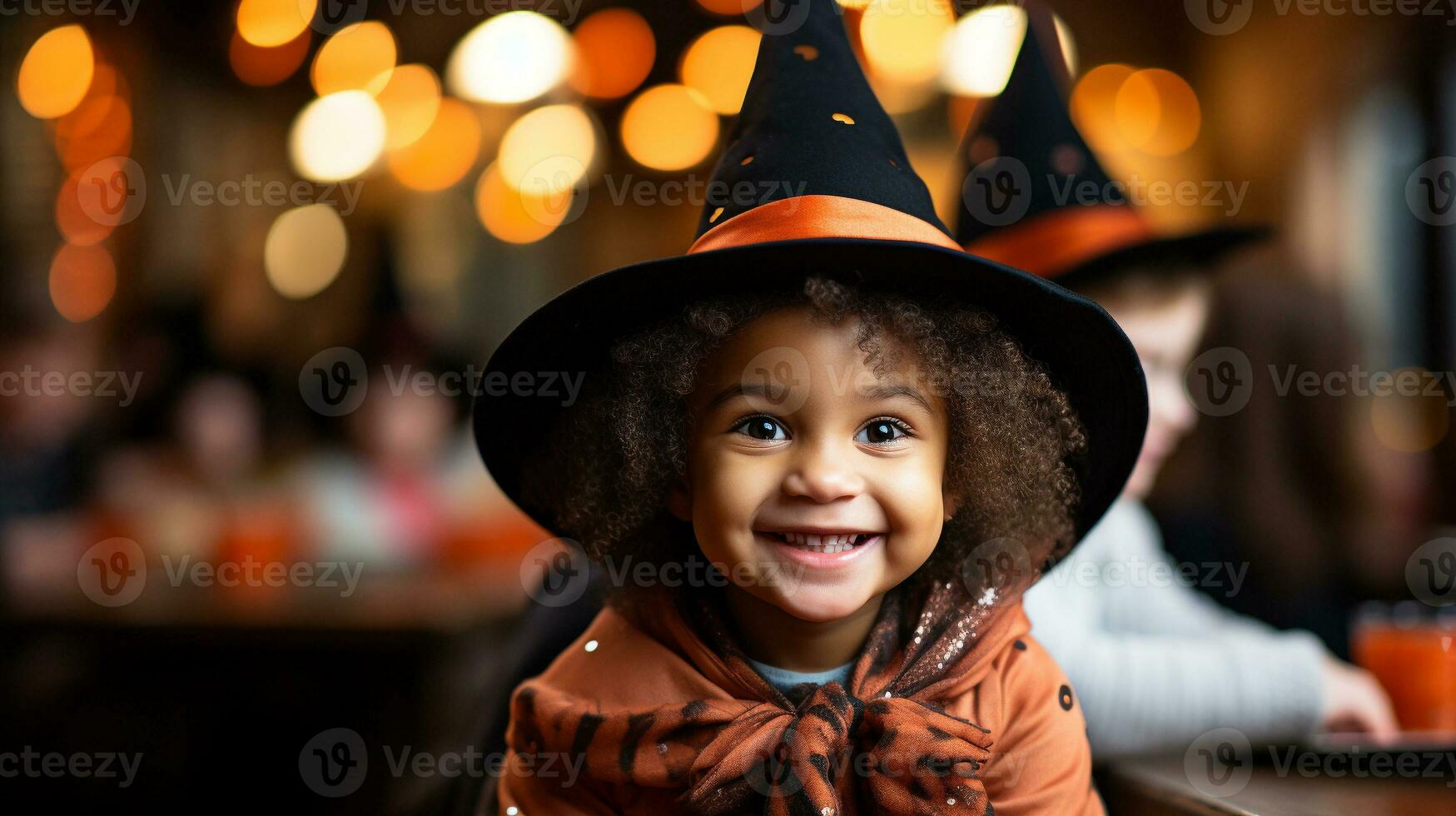 Children Bobbing for Apples at a Spooky Halloween Party, Generative AI