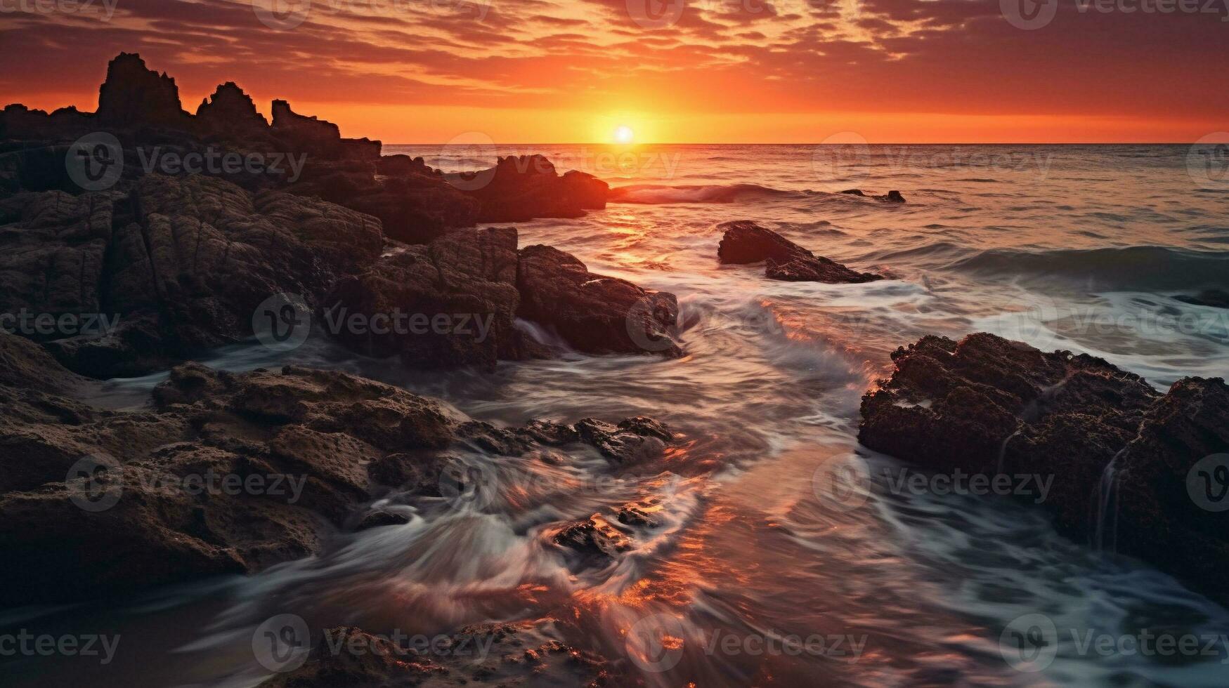 Generative AI, Coastal Sunsets the breathtaking colors and textures of sunsets photo