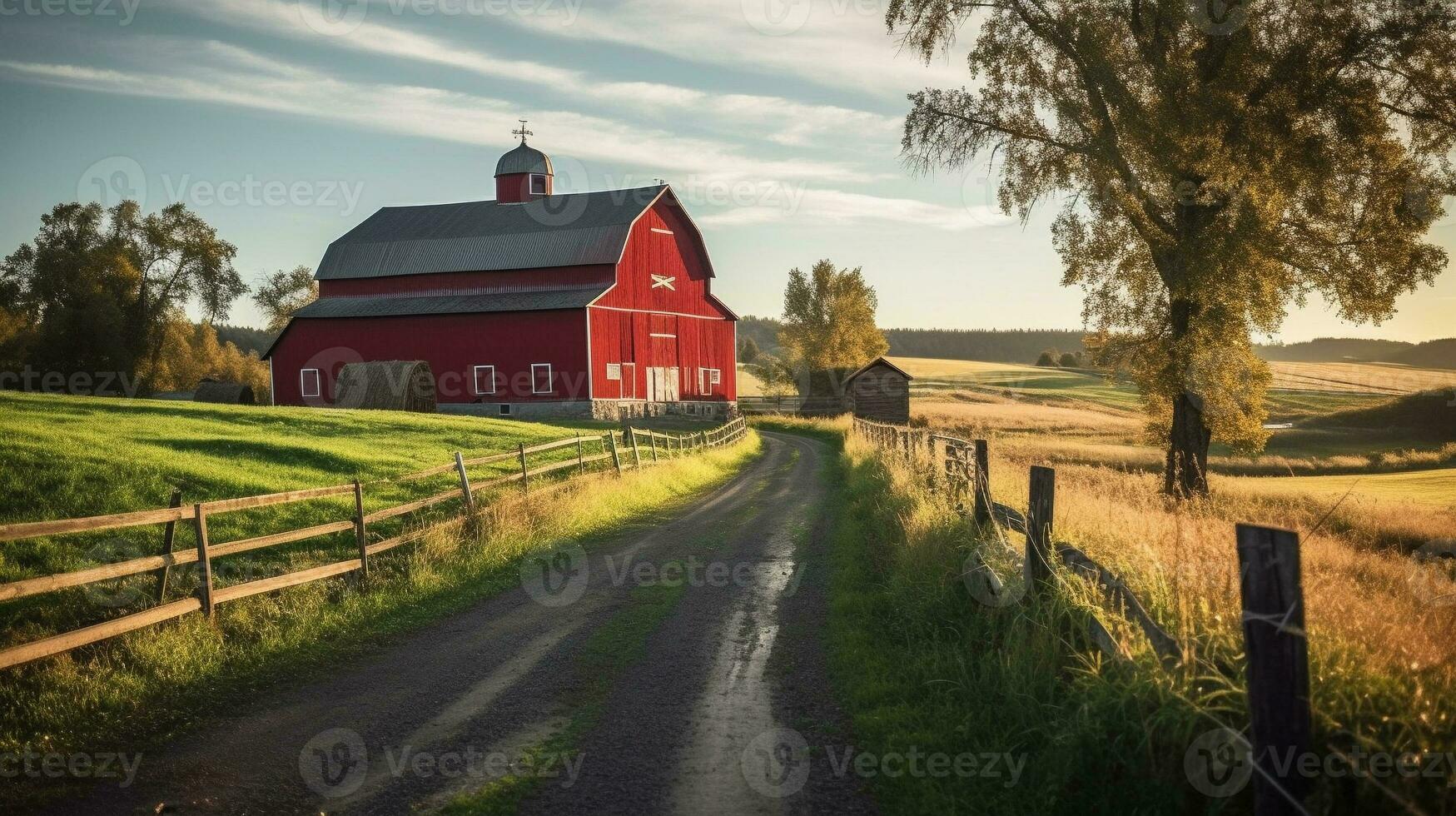 Generative AI, Fields of Tranquility Embracing the Rural Charms photo