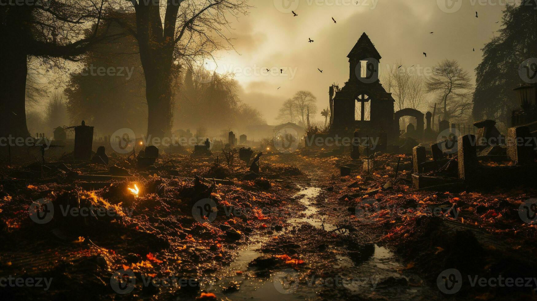 Eternal Eerie Rest, Generative AI photo