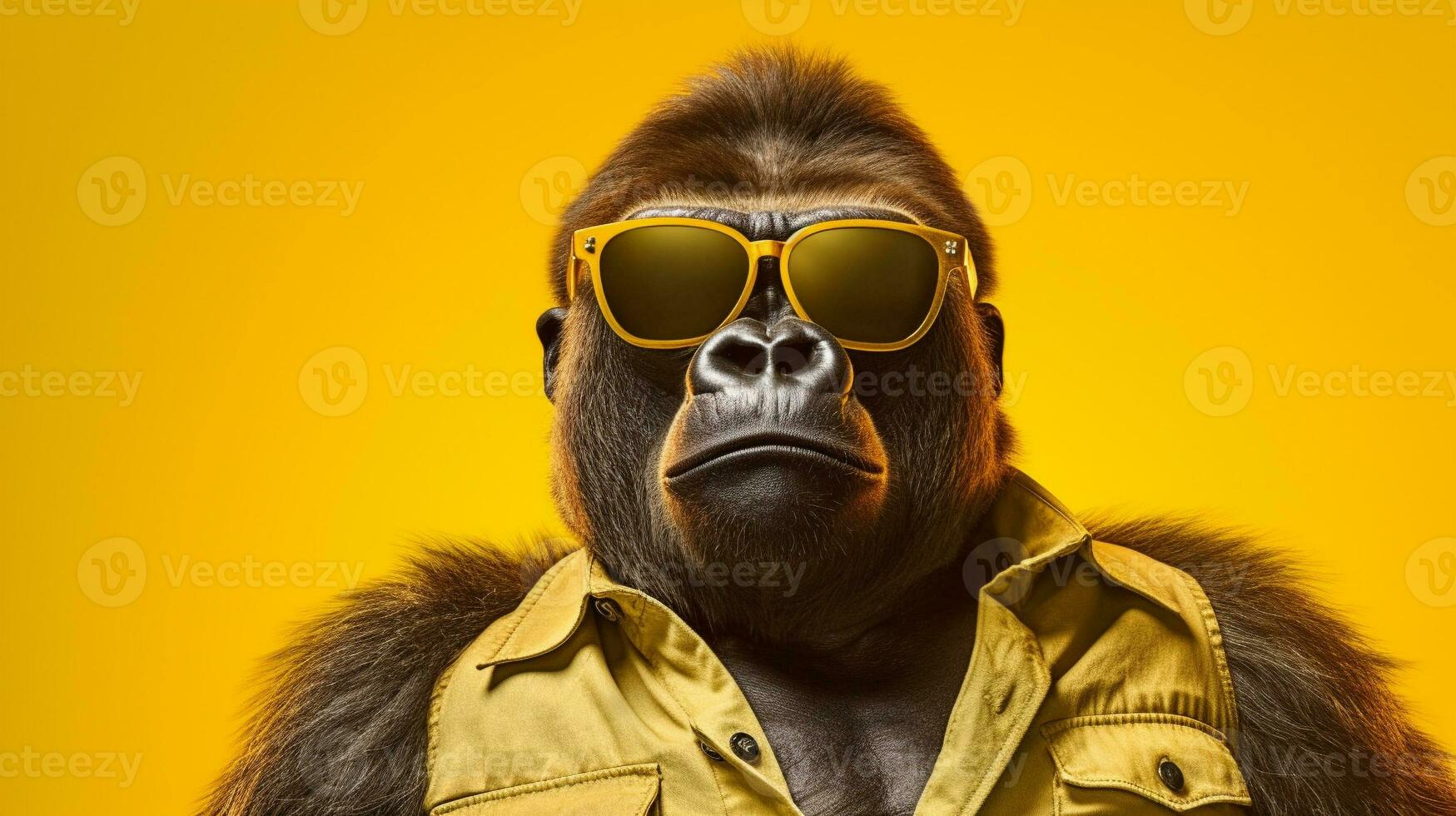 Generative AI, Cool Gorilla Stylish Sunglasses on a Pastel Paradise photo