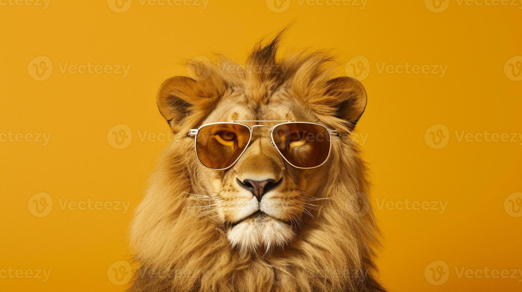 Generative AI, Cool King of the Jungle Lion Sporting Sunglasses photo