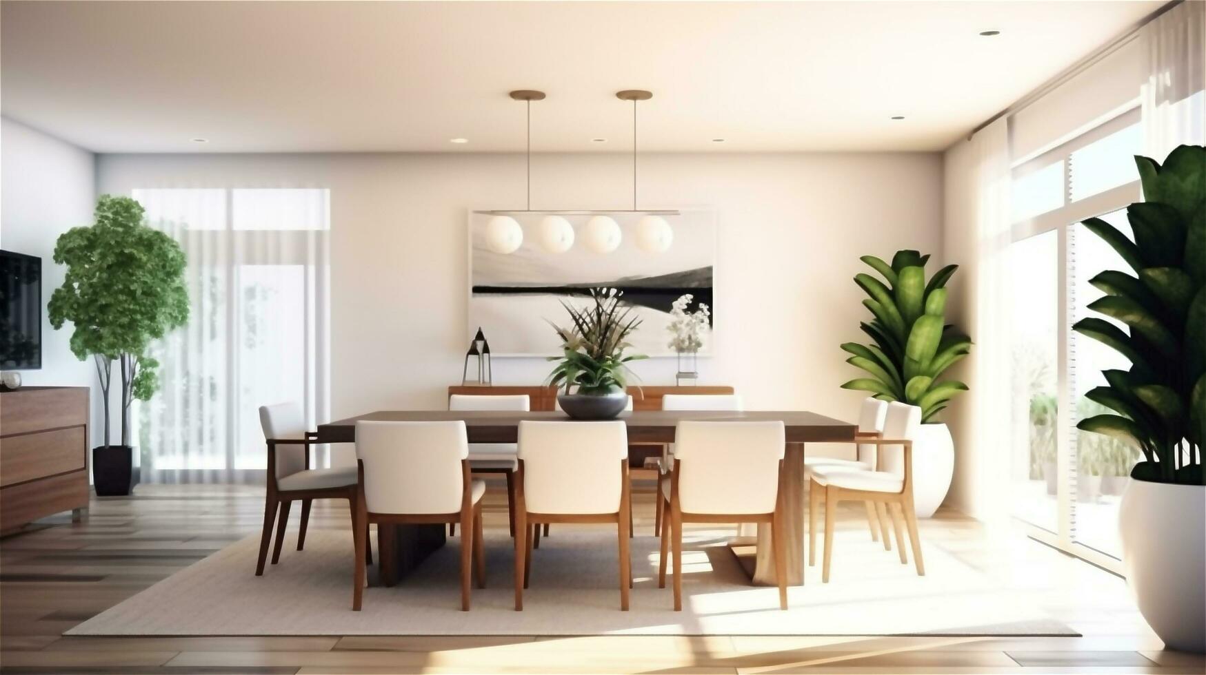 Generative AI, Serene Simplicity A Minimalist Dining Room Design photo