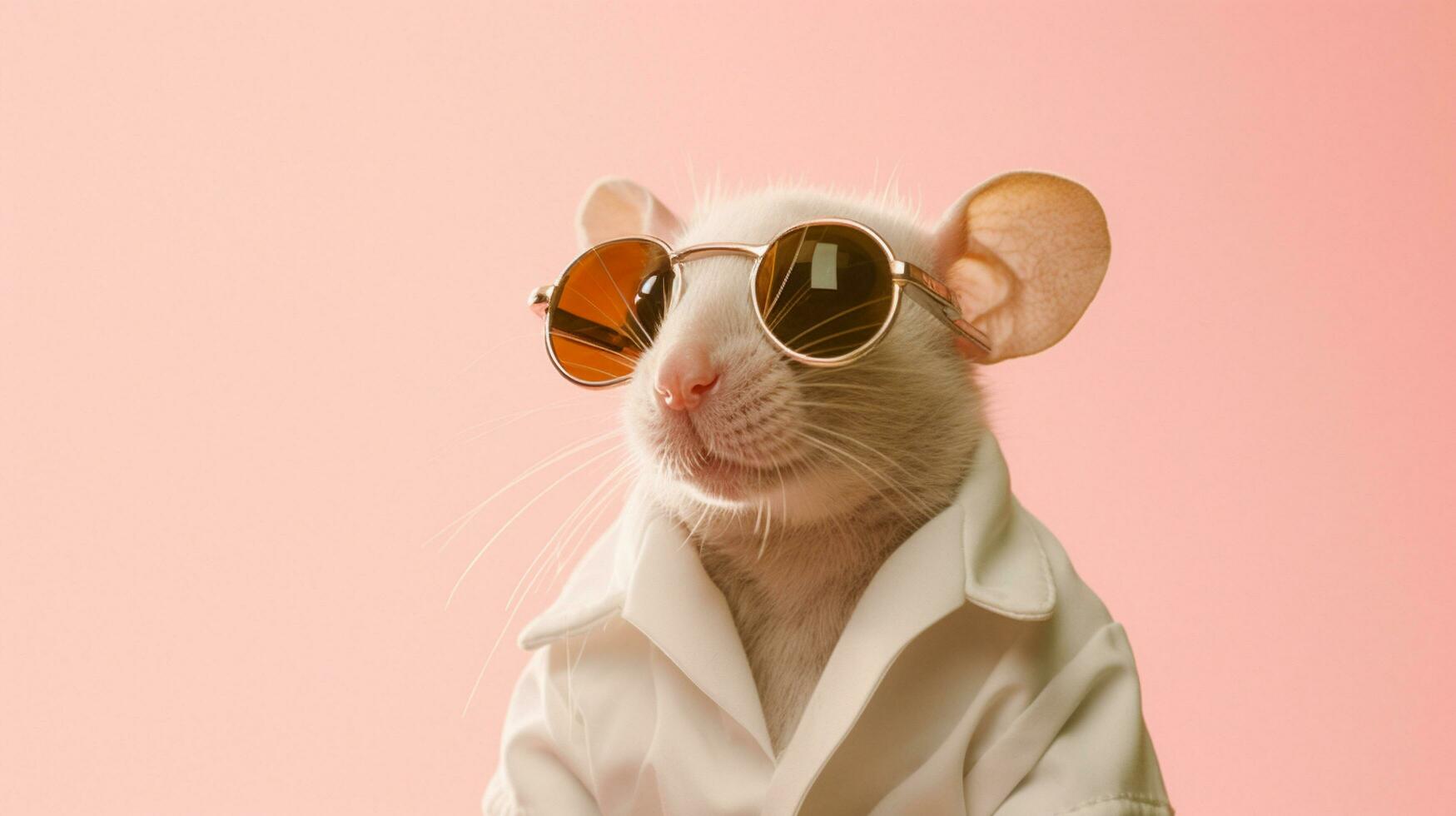 Generative AI, Cool Mouse Stylish Sunglasses on Pastel Background photo