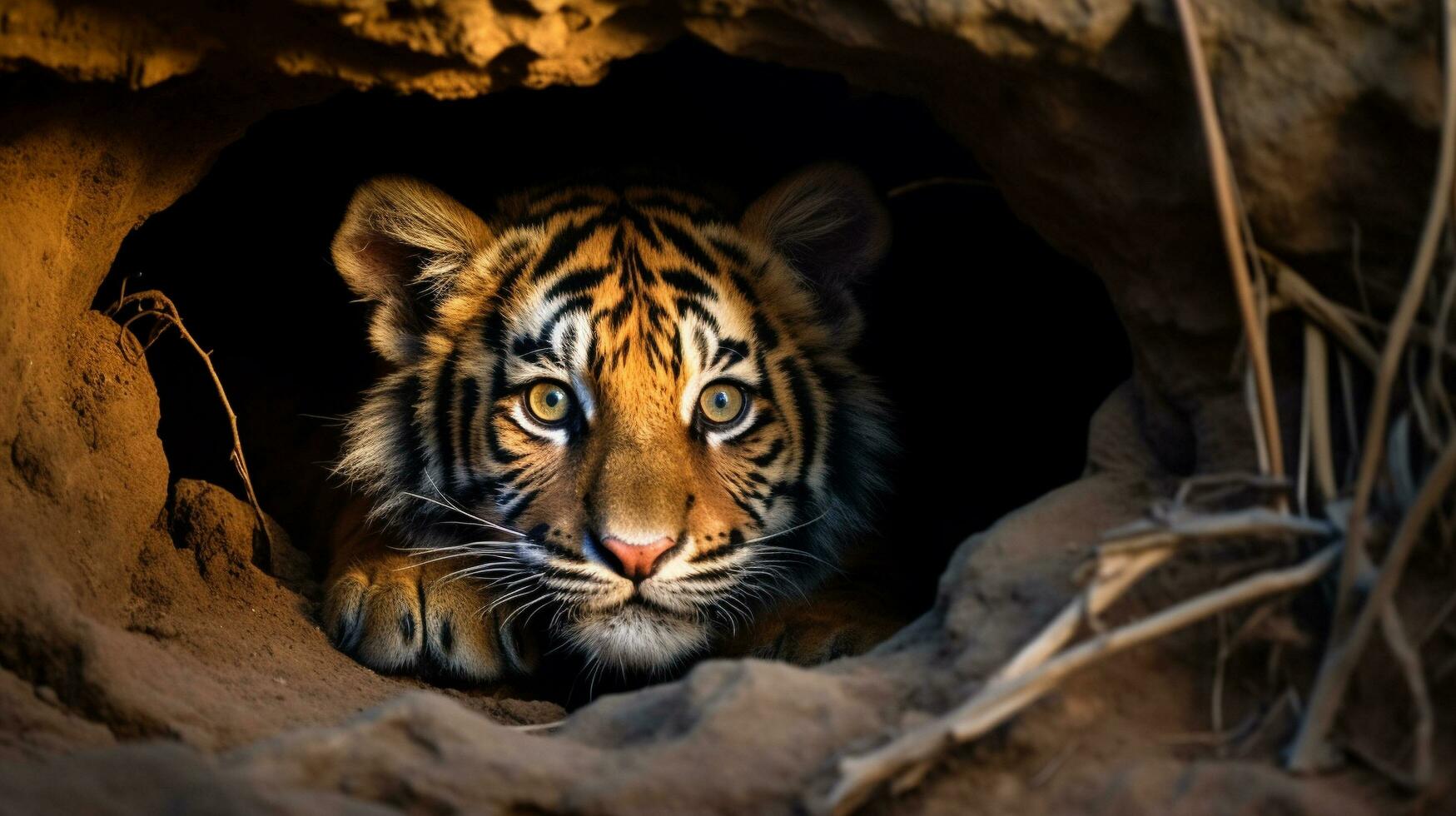 Enigmatic Cave Guardian, AI Generative photo