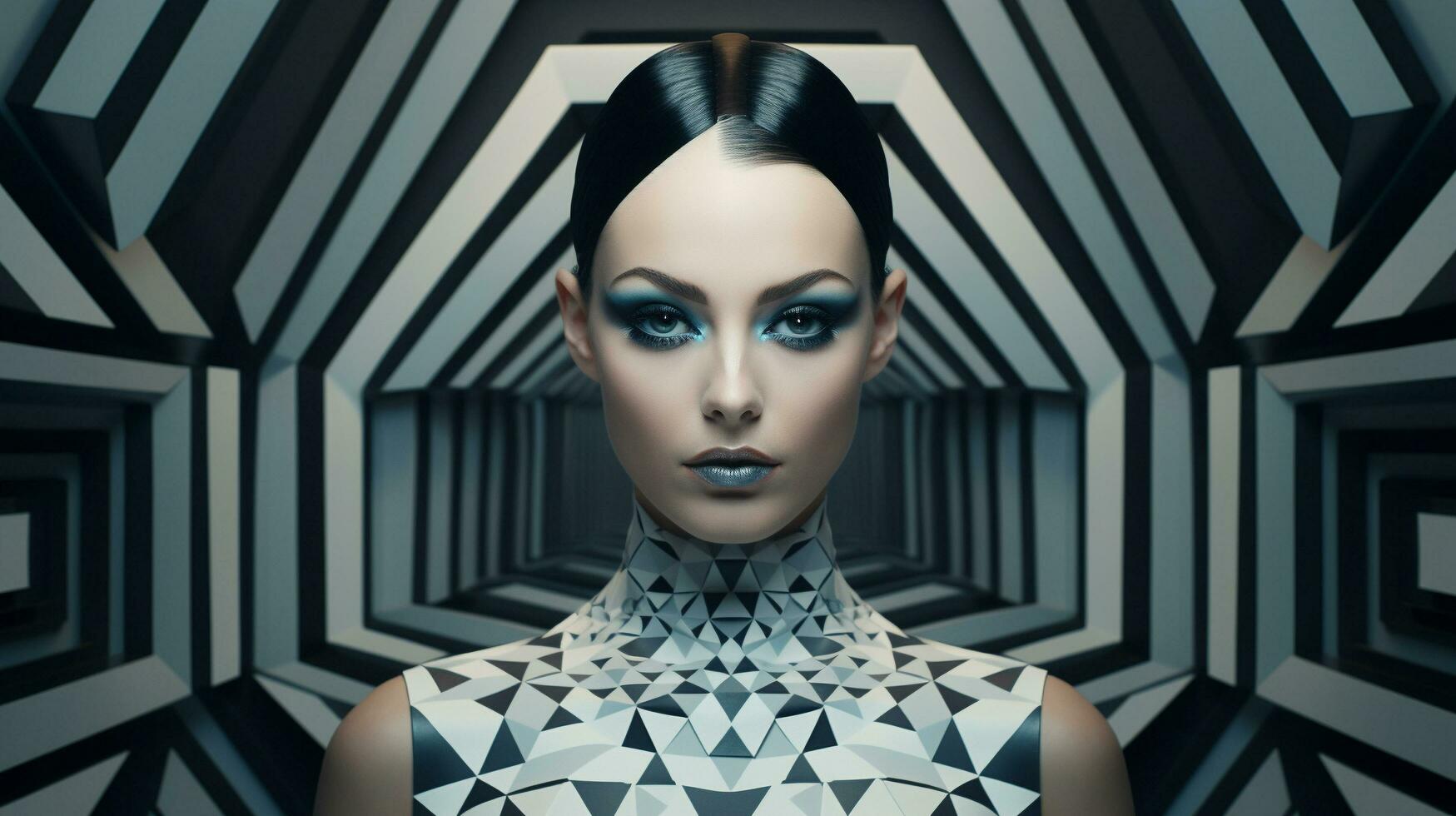 Futuristic Geometric Fusion, AI Generative photo