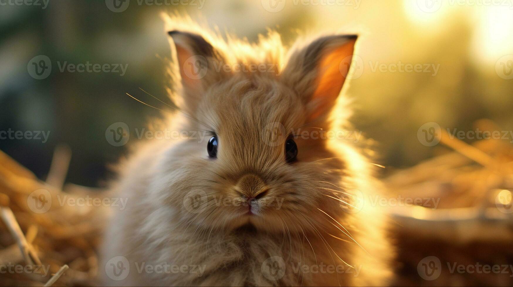 Enchanting Elegance Fuzzy Bunny with Velvet Fur, AI Generative photo