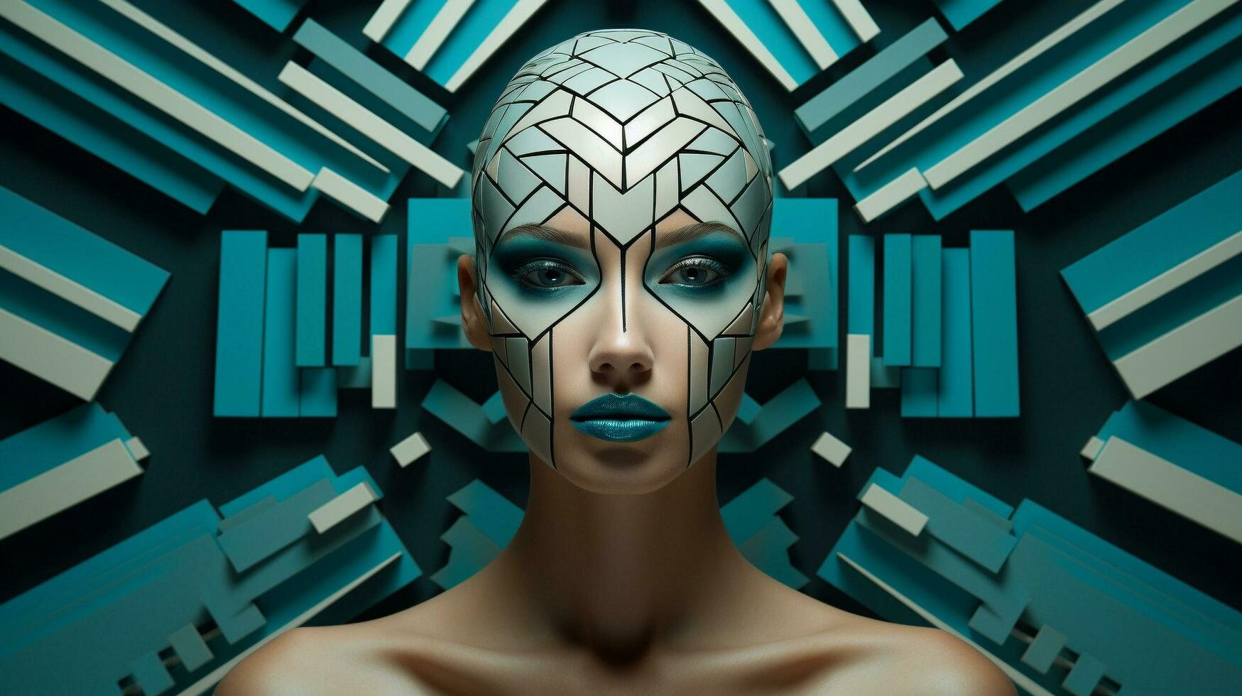 Futuristic Geometric Fusion, AI Generative photo