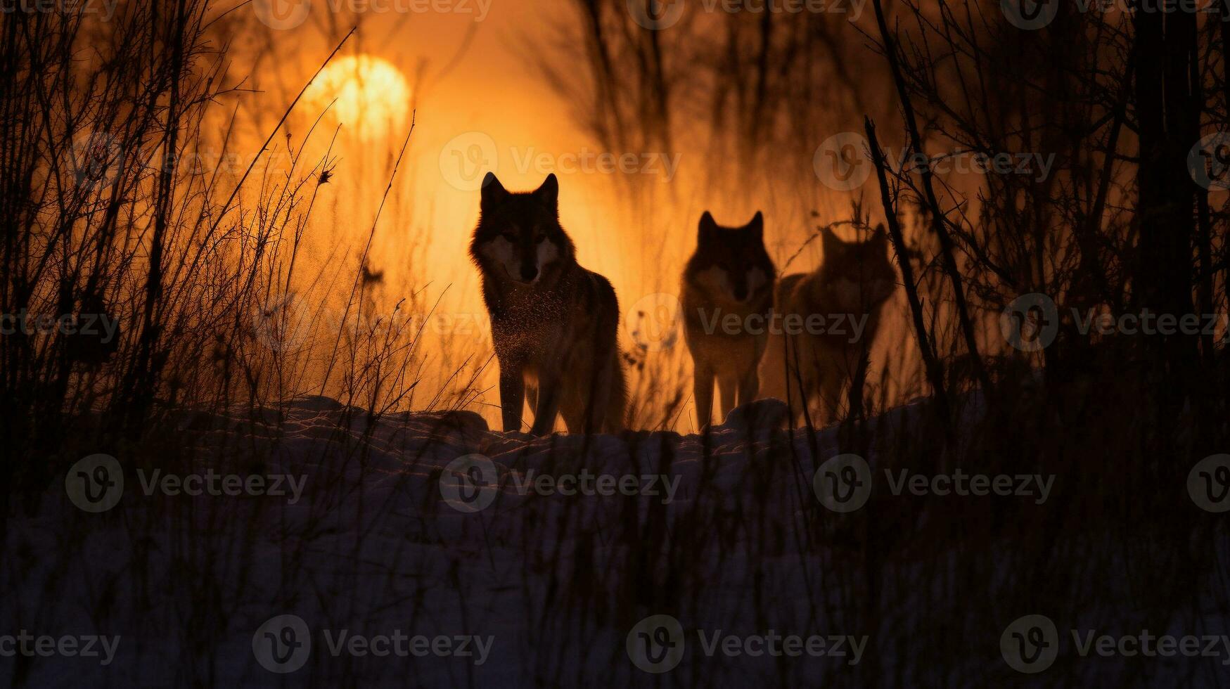 cazadores a oscuridad crepúsculo buscar, ai generativo foto