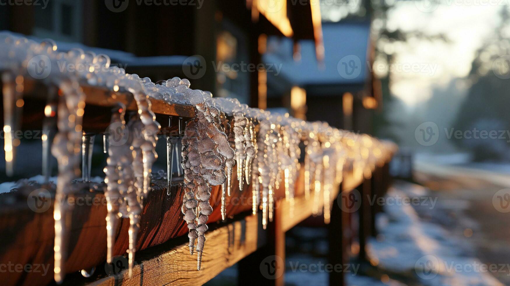 Icicles Nature's Frozen Masterpieces, AI Generative photo