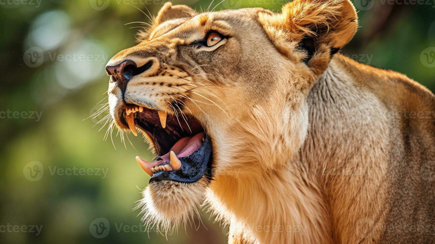 Vigilant Watch Lioness on High Alert, AI Generative photo