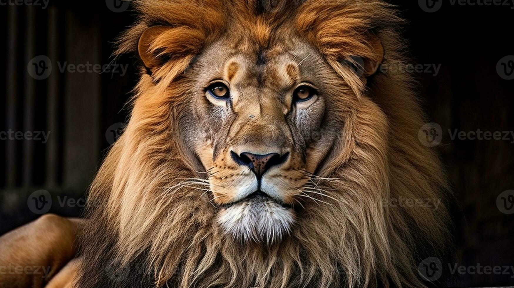 Majestic Encounter The Lion's Piercing Gaze, AI Generative photo