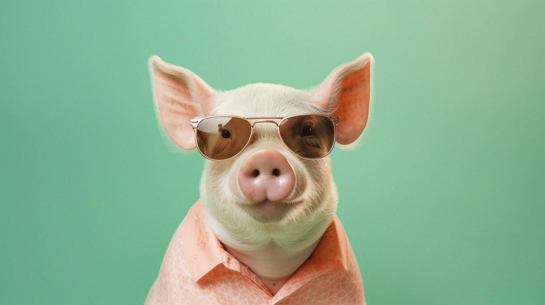 Generative AI, Cool Pig Stylish Shades on a Pastel Playground photo