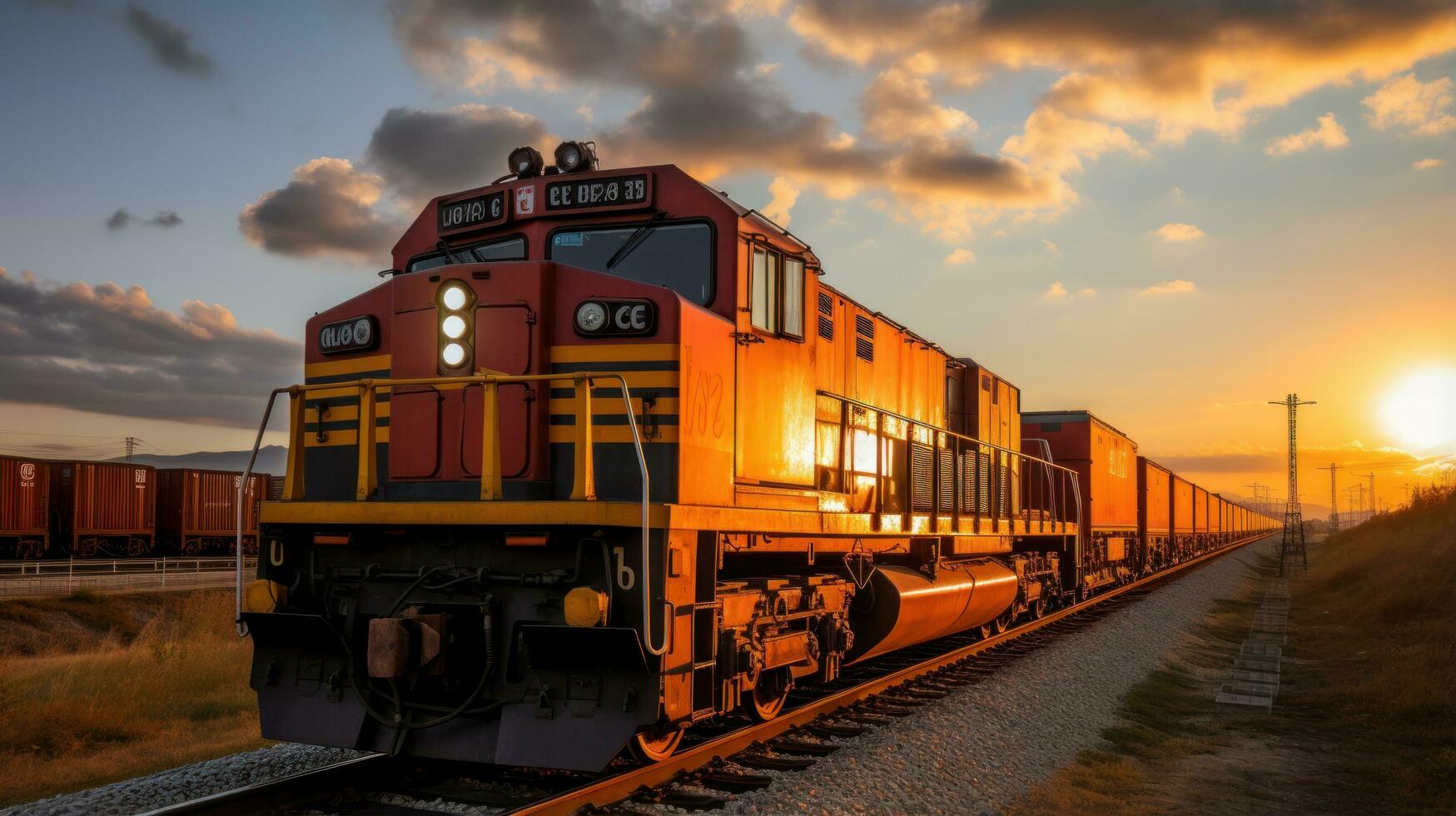 Cargo train. massive, industrial, and essential for global trade photo