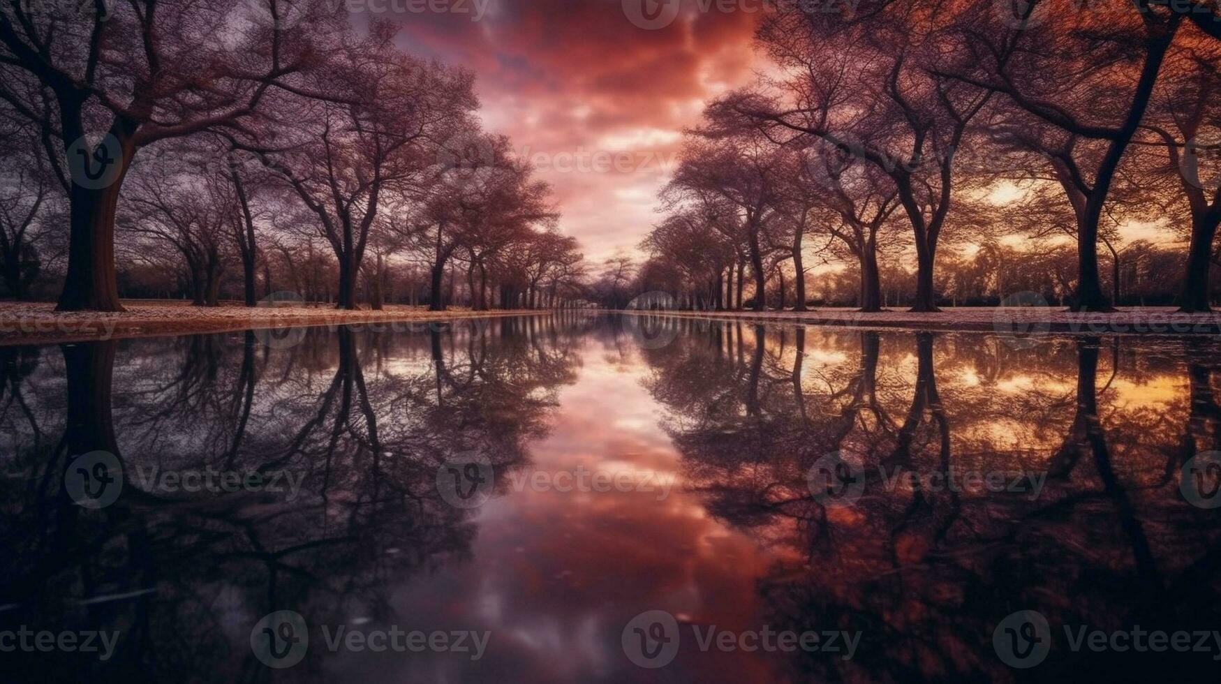 Generative AI, Mirrored Serenity Capturing the Mesmerizing Water Reflections photo