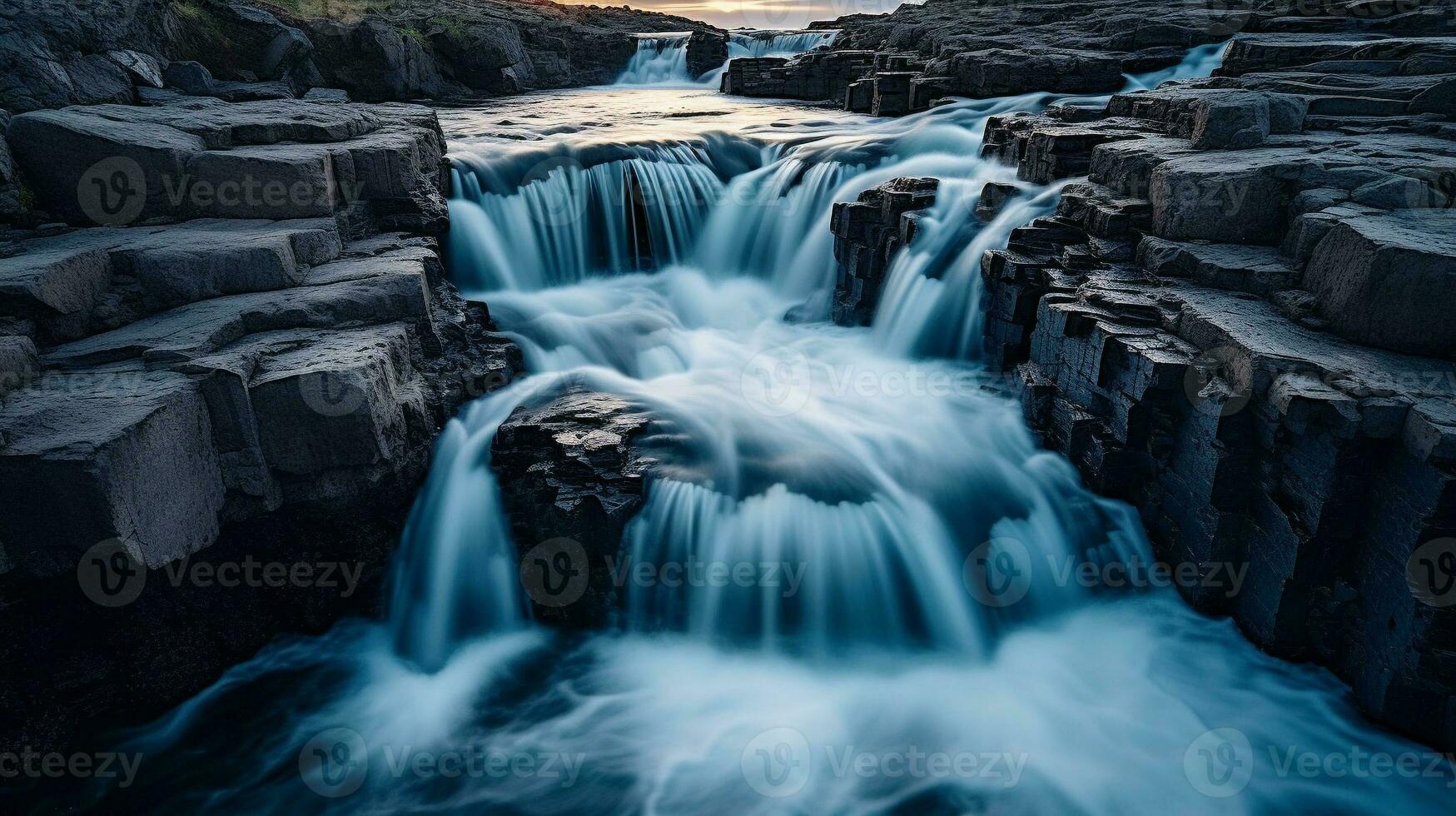 Generative AI, Cascading Symphony Capturing the Graceful Flow of Waterfalls photo