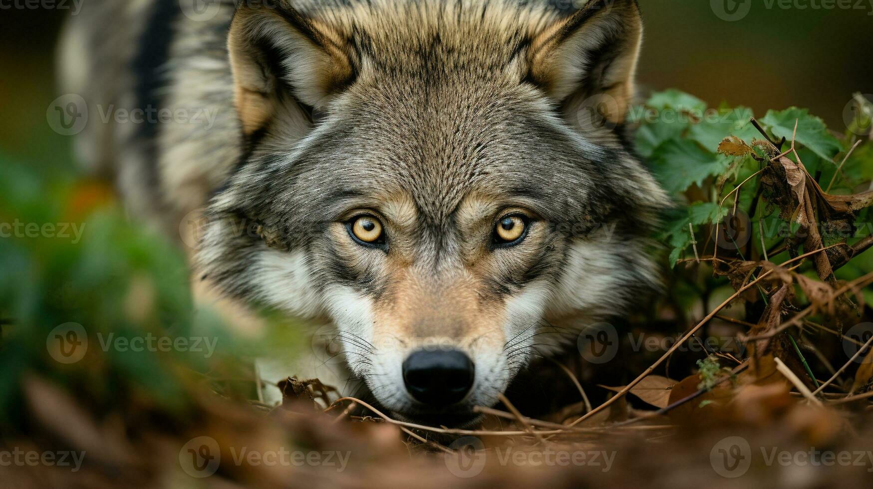 Enigmatic Majesty The Lone Wolf in the Forest, AI Generative photo