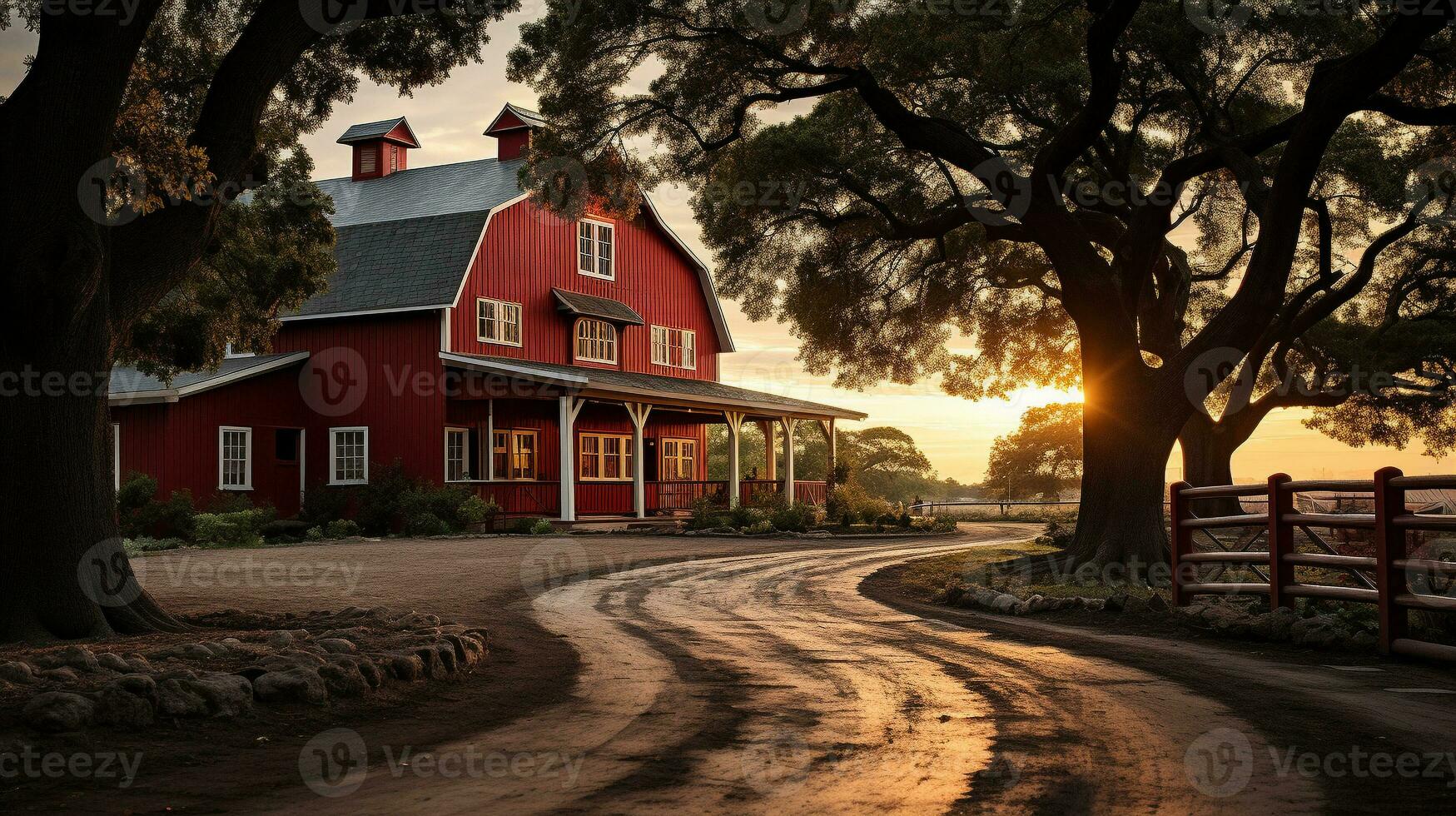 Countryside Barn A Picturesque Gem Amidst Green Fields, AI Generative photo