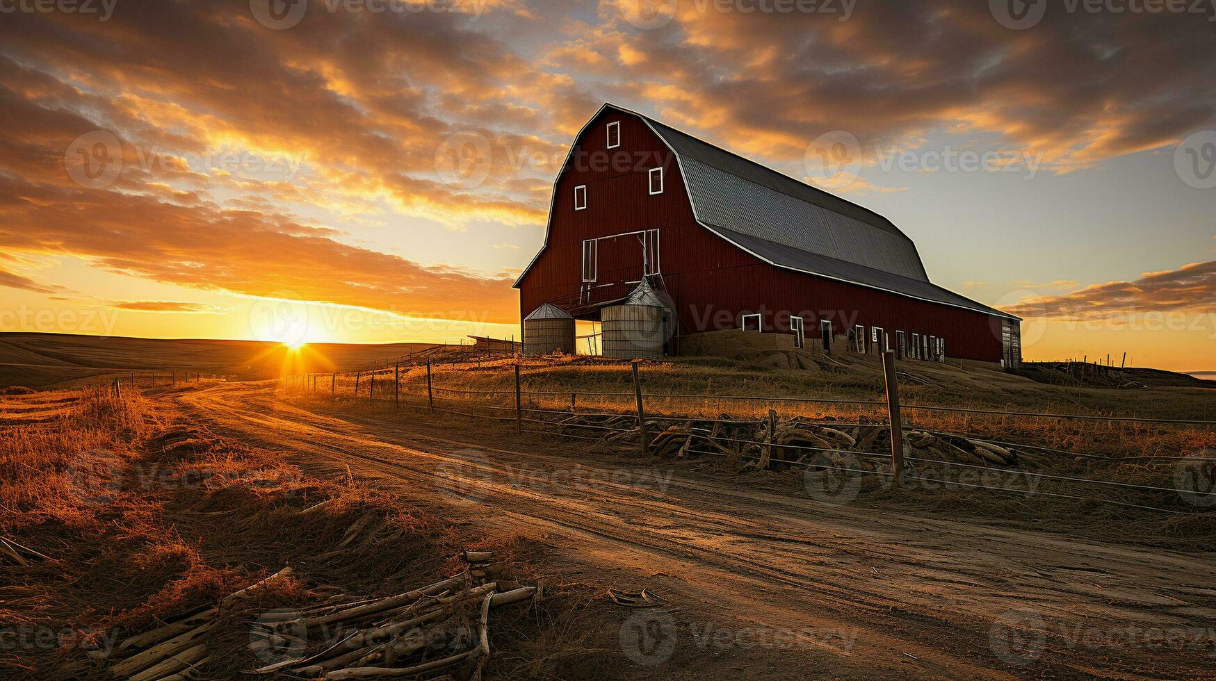 Countryside Barn A Picturesque Gem Amidst Green Fields, AI Generative photo