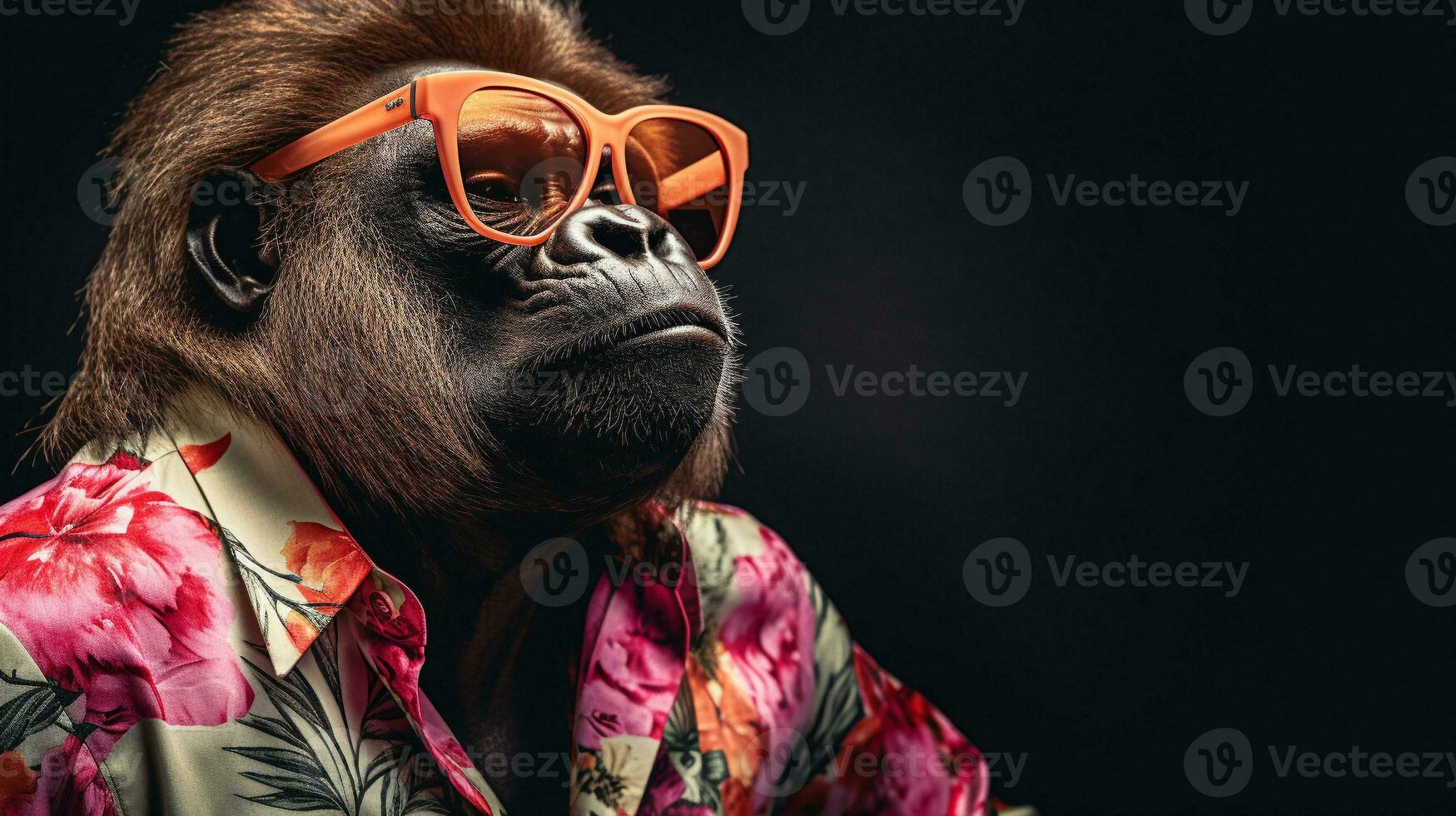 Stylish Gorilla Half Body Magazine Photoshoot, AI Generative photo