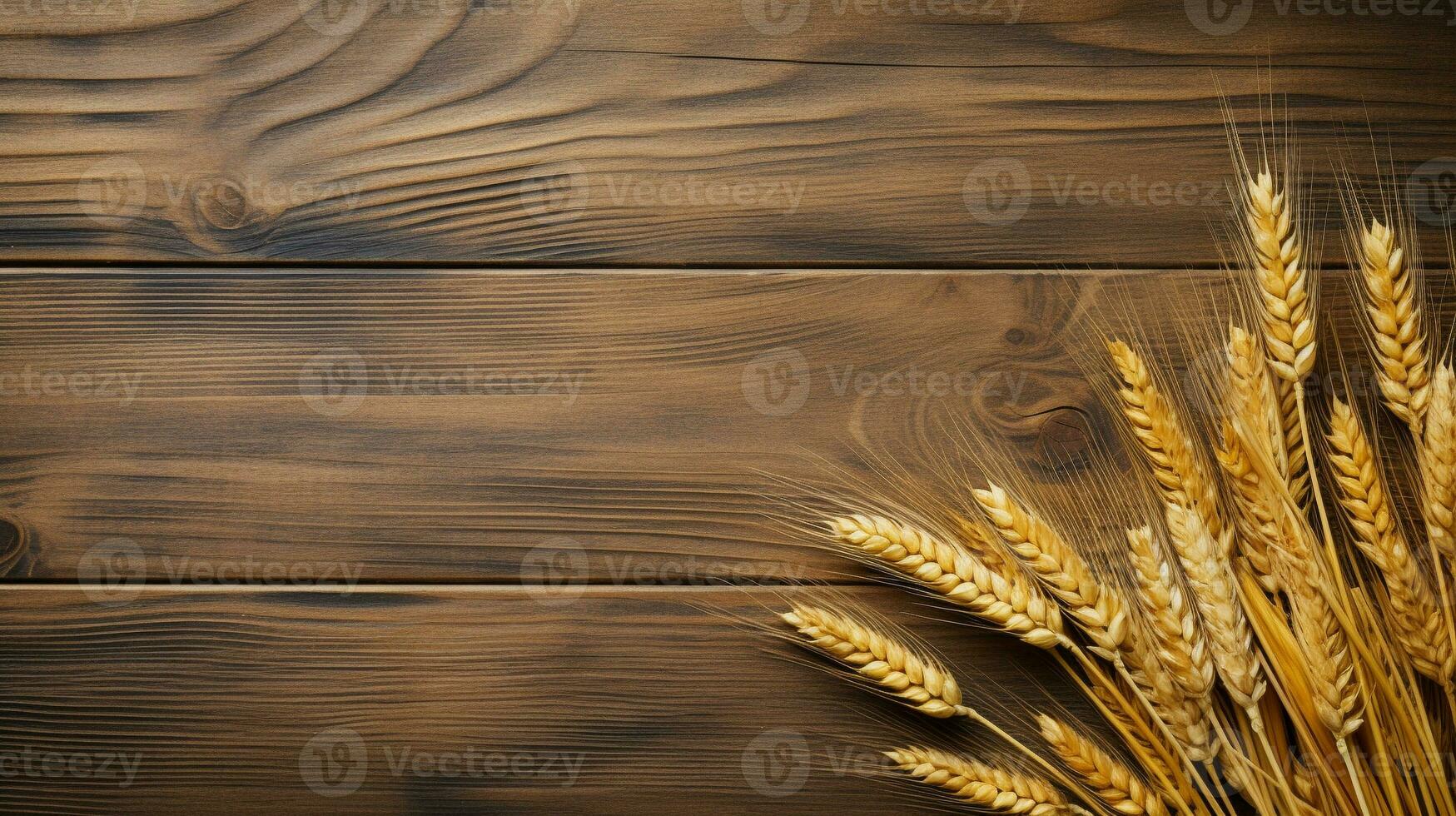Photograph of Wheat Grain with Studio Lighting on Wood Background, AI Generative photo
