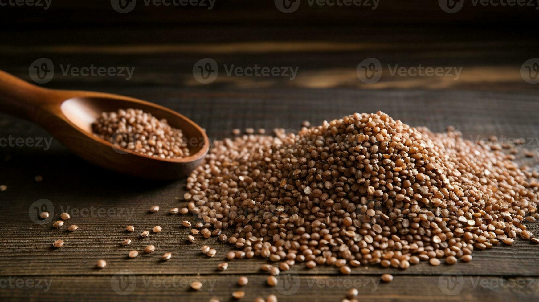 Buckwheat Grain on Wood Background with Copy Space, AI Generative photo