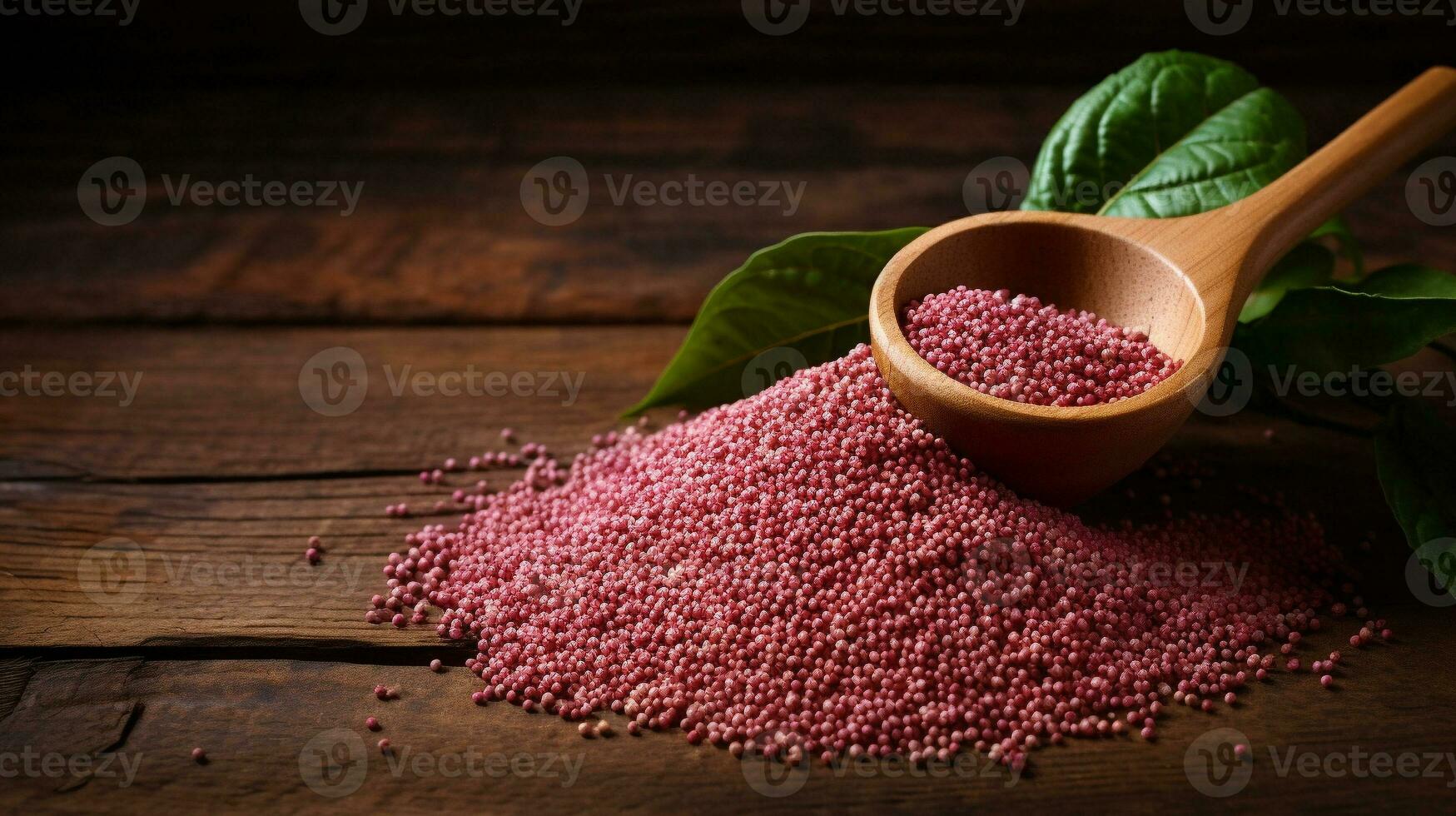 Beauty of Amaranth Grains Studio-lit Elegance on Wood, AI Generative photo