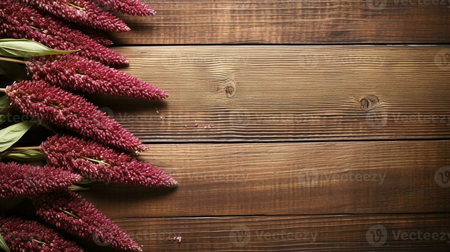 Beauty of Amaranth Grains Studio-lit Elegance on Wood, AI Generative photo