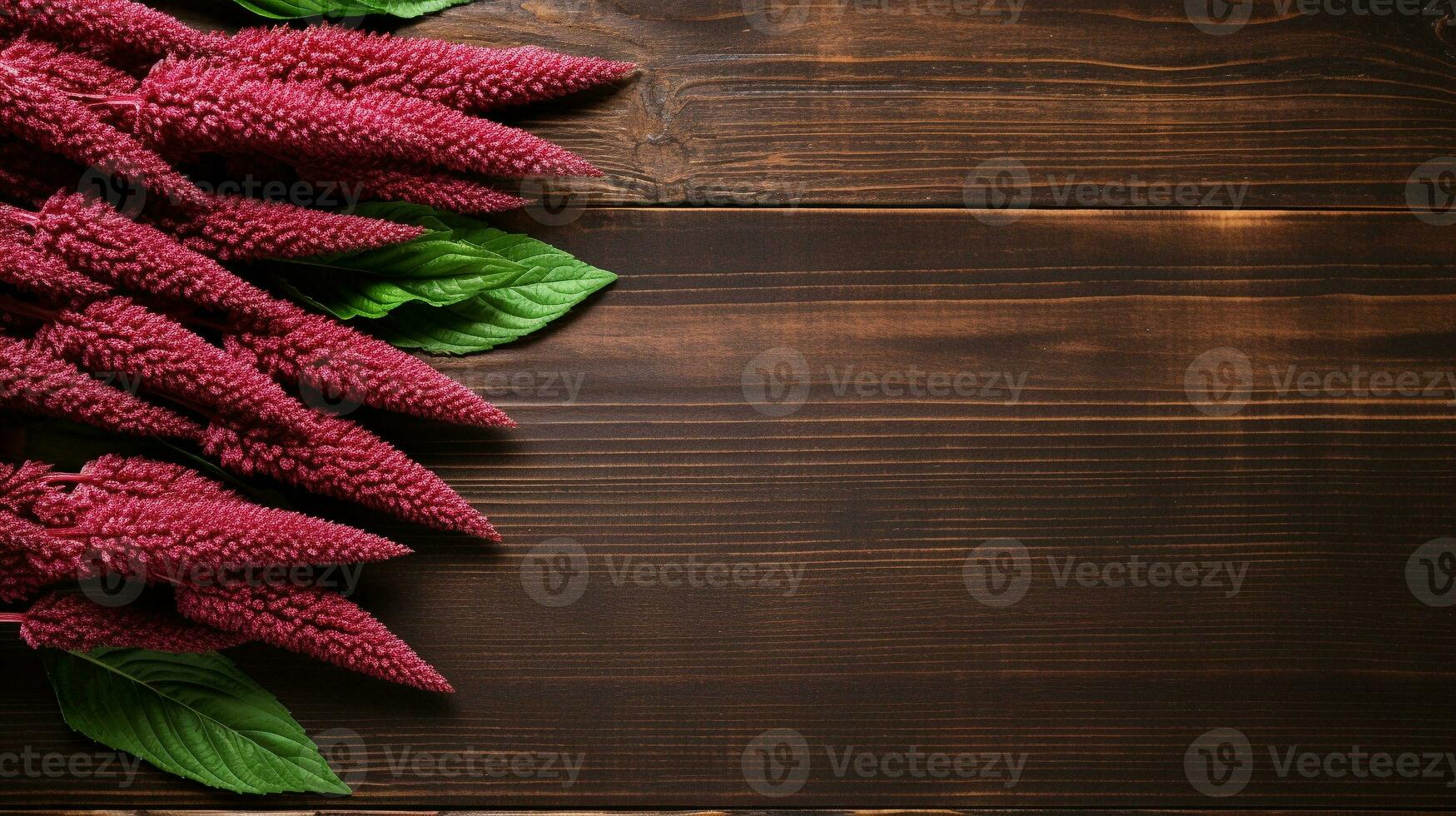 Beauty of Amaranth Grains Studio-lit Elegance on Wood, AI Generative photo