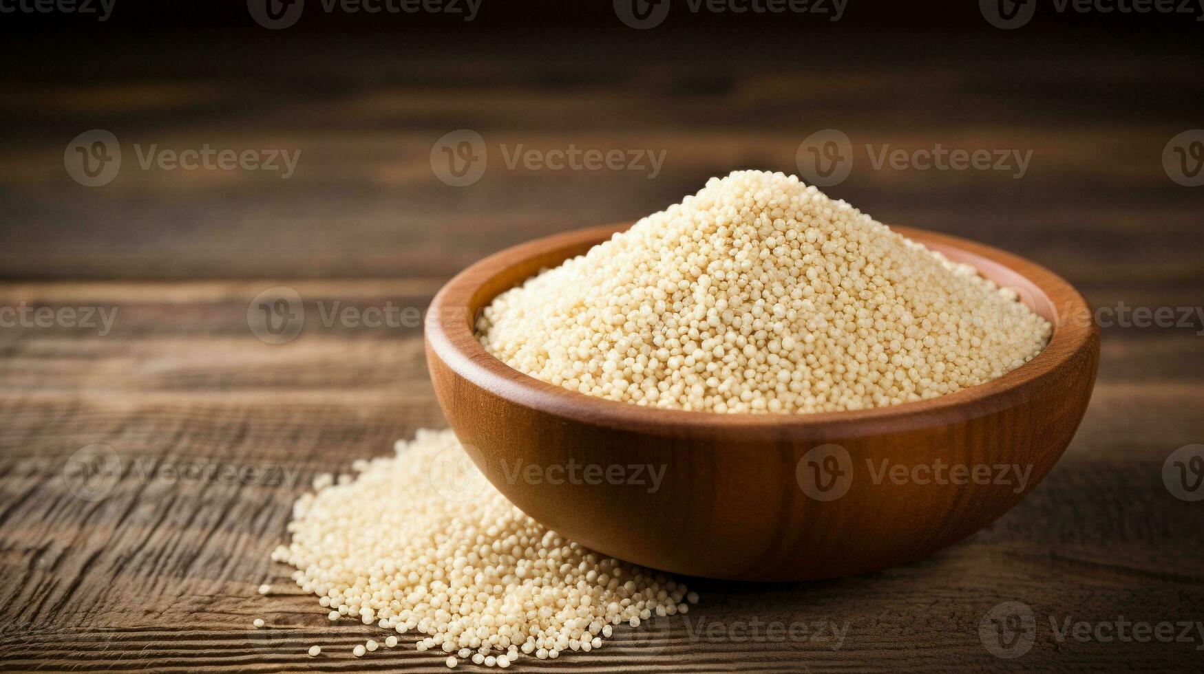 Quinoa Grain Photograph on Wooden Background with Ample Copy Space, AI Generative photo