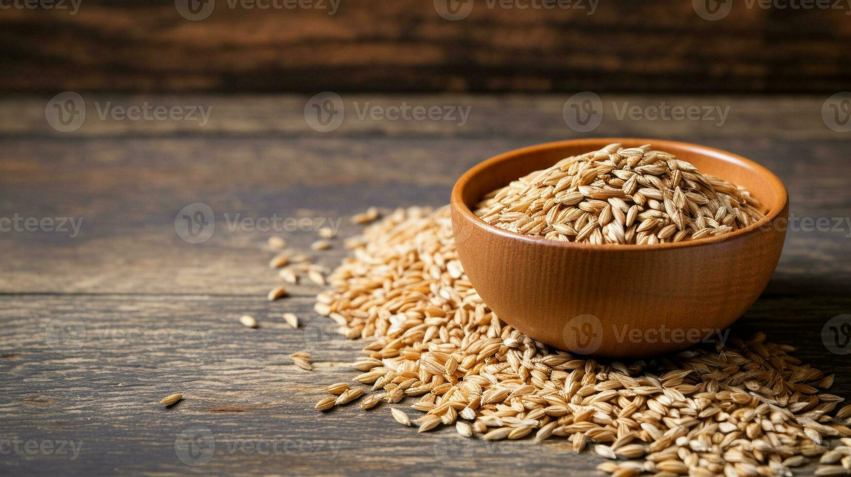 Spelt Grain on Wooden Background with Ample Copy Space, AI Generative photo