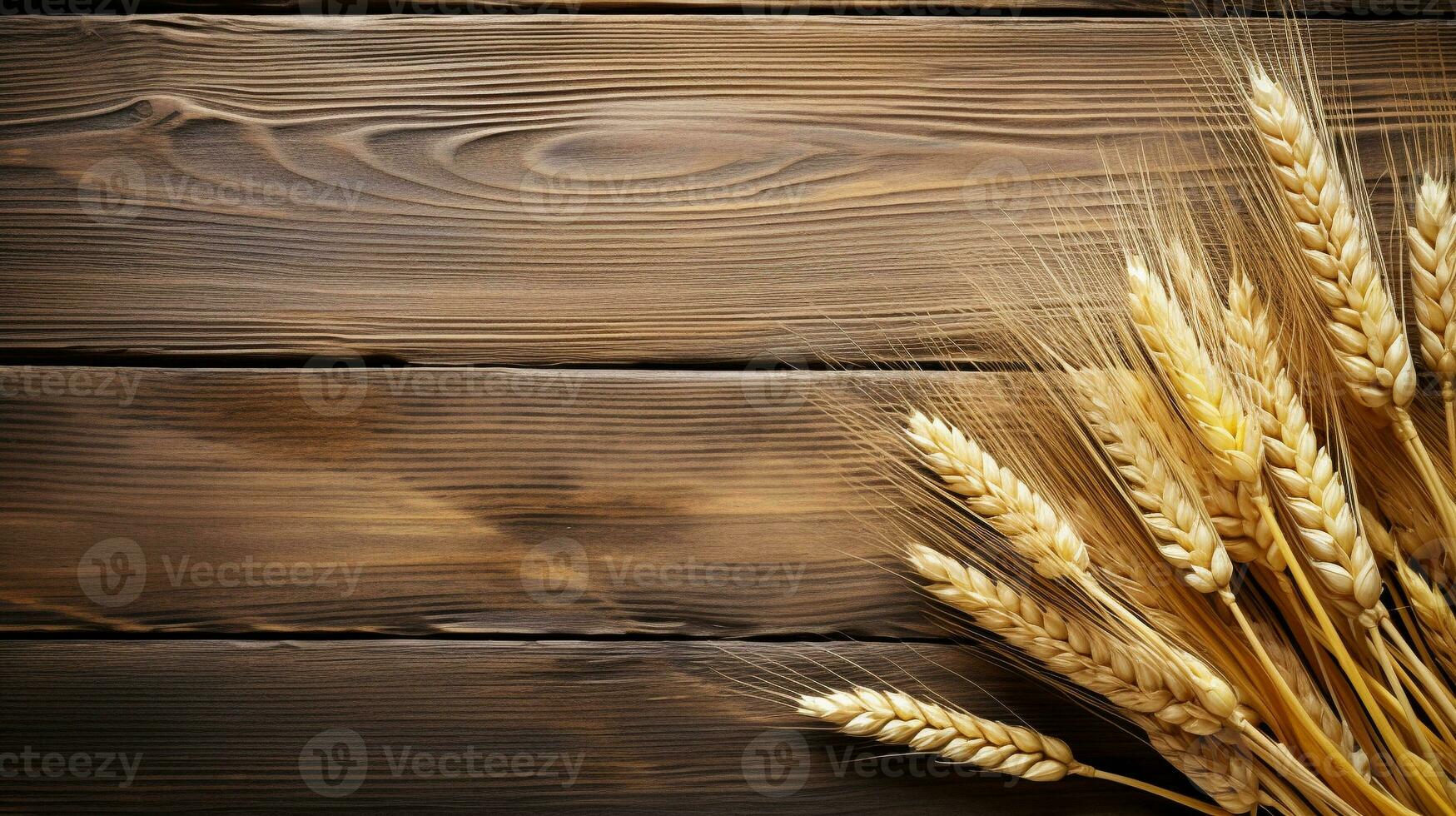 Barley Grain Photograph on Wooden Background, AI Generative photo