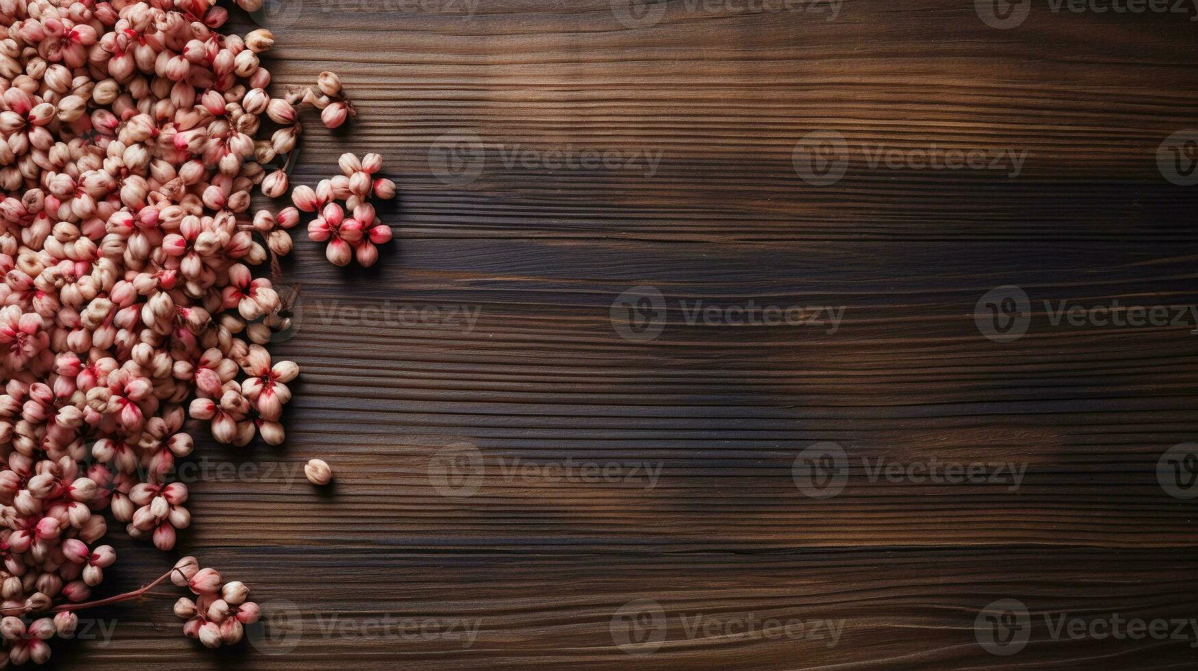 Buckwheat Grain on Wood Background with Copy Space, AI Generative photo