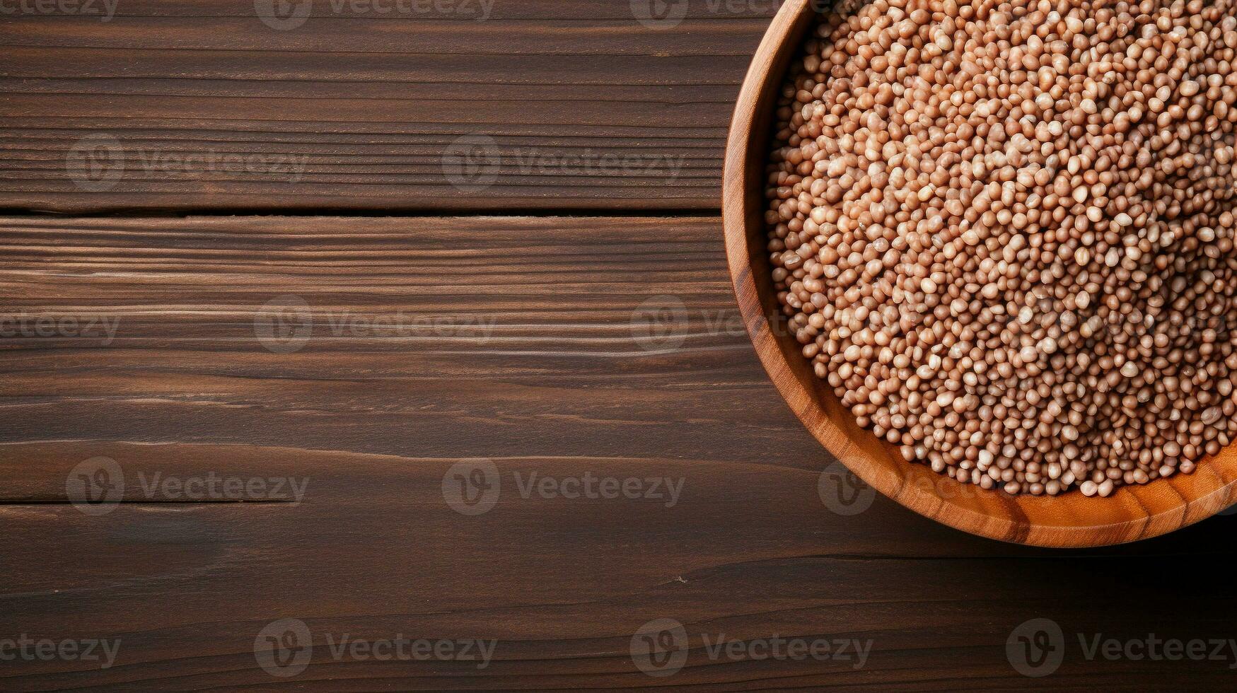 Buckwheat Grain on Wood Background with Copy Space, AI Generative photo
