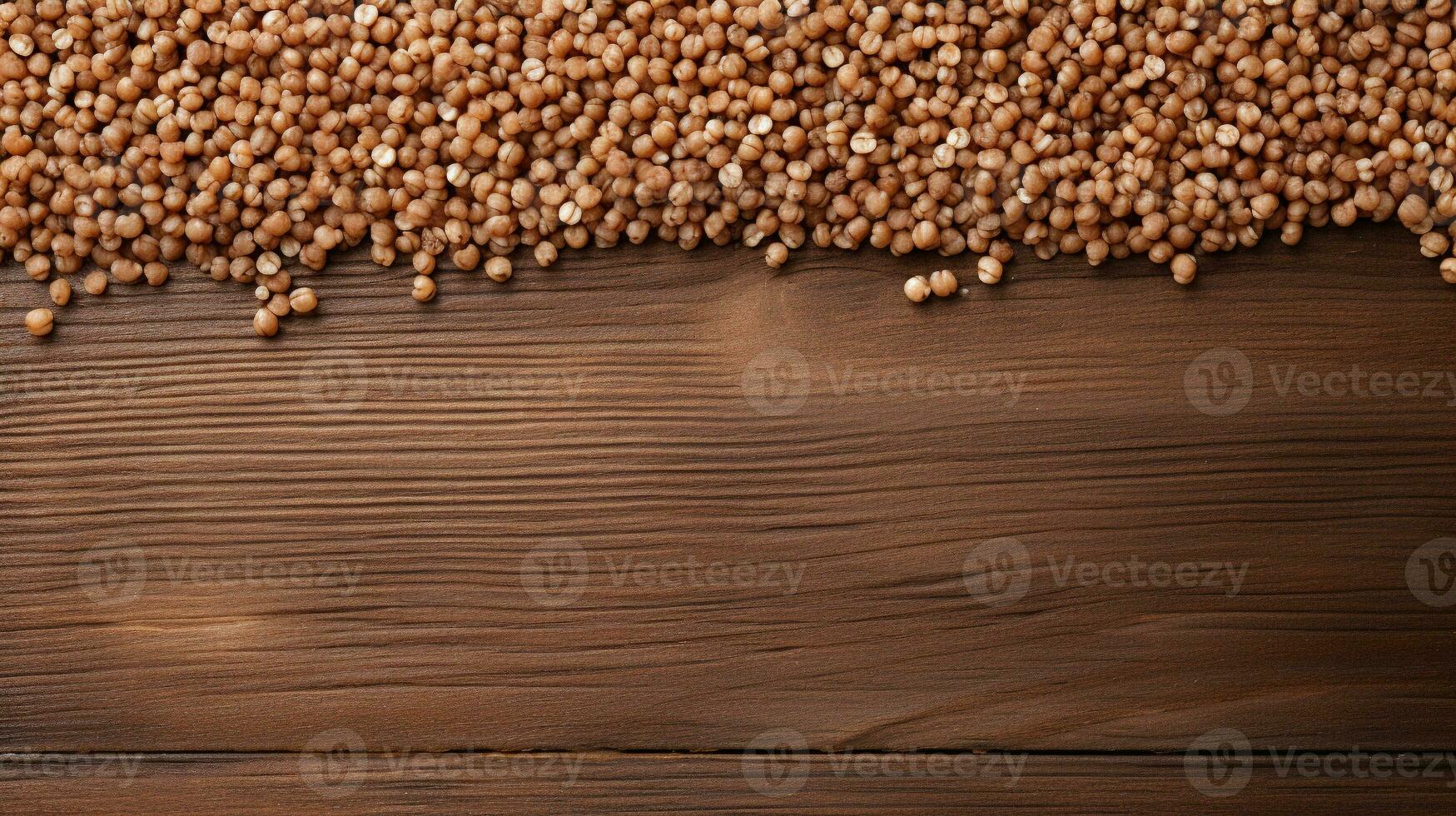 Buckwheat Grain on Wood Background with Copy Space, AI Generative photo