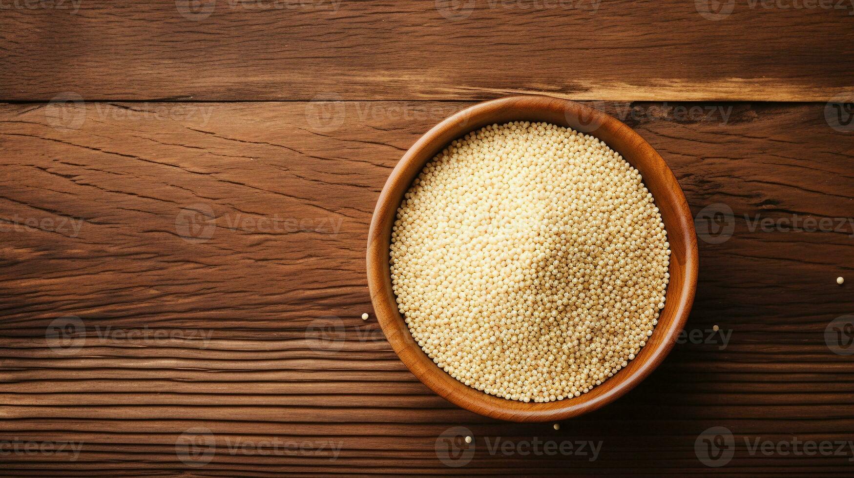 Quinoa Grain Photograph on Wooden Background with Ample Copy Space, AI Generative photo