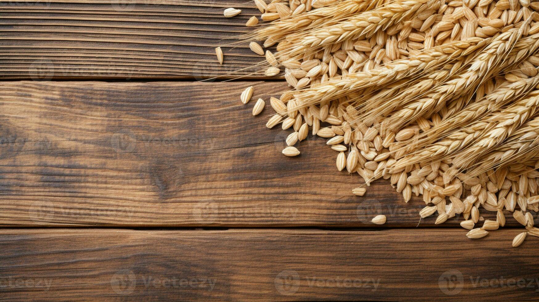 Oats Grain Photograph with Studio Lighting on Wooden Background, AI Generative photo