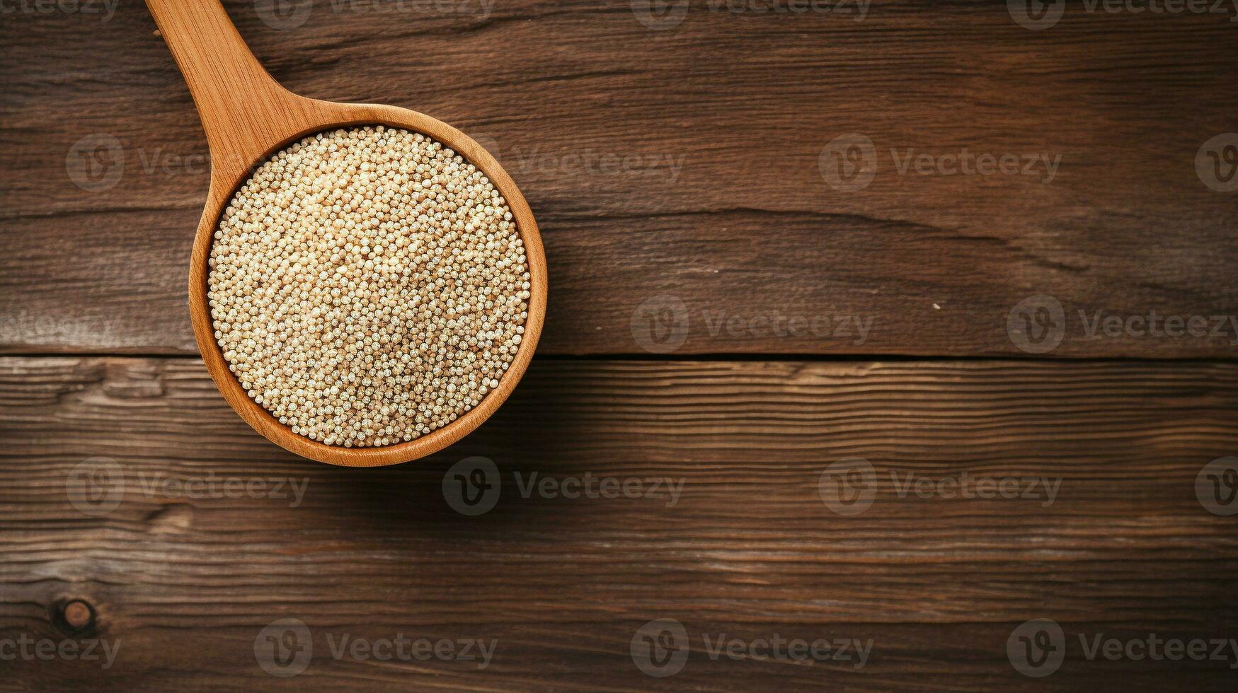 Quinoa Grain Photograph on Wooden Background with Ample Copy Space, AI Generative photo