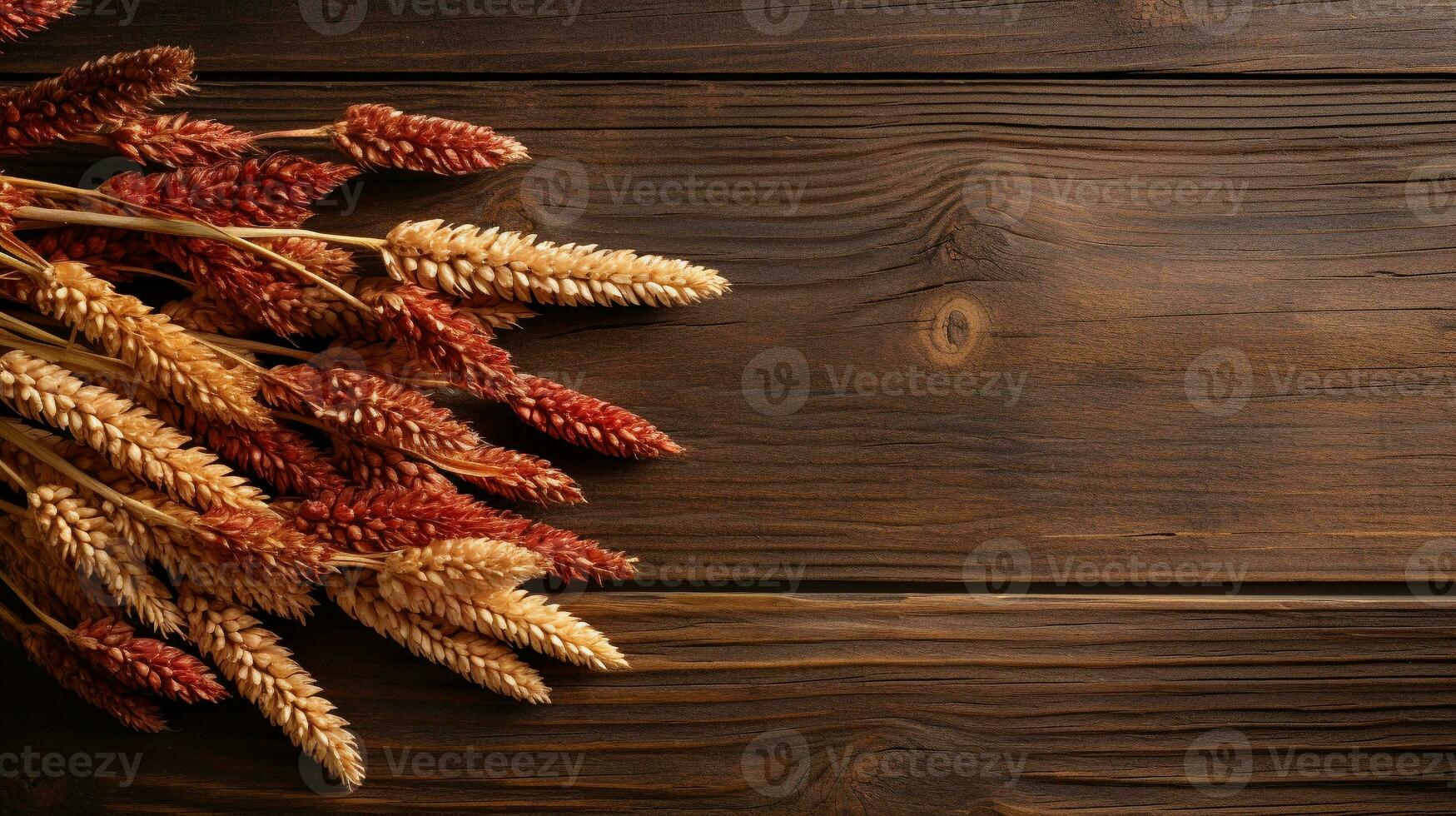 Sorghum Grain Photography with Studio Lighting on Wood Background, AI Generative photo