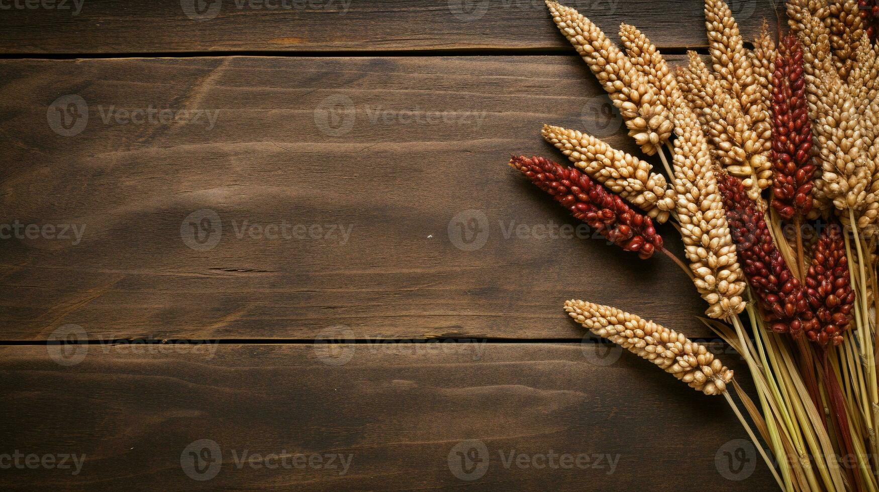 Sorghum Grain Photography with Studio Lighting on Wood Background, AI Generative photo