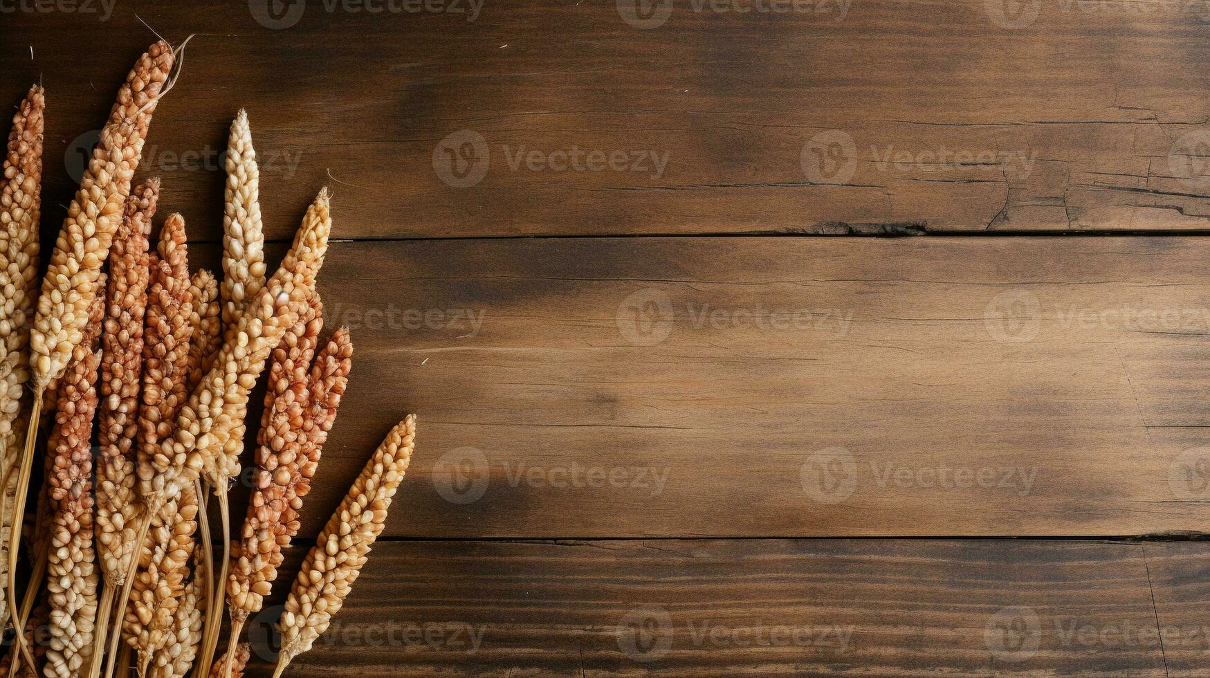 Sorghum Grain Photography with Studio Lighting on Wood Background, AI Generative photo