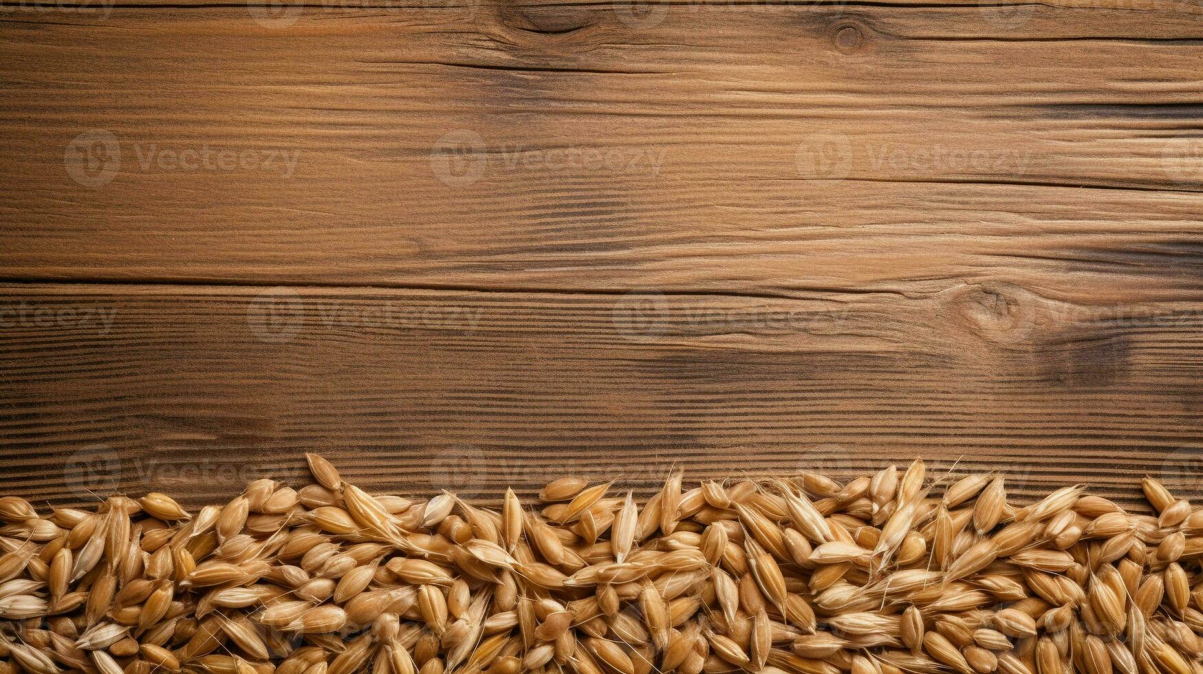 Spelt Grain on Wooden Background with Ample Copy Space, AI Generative photo