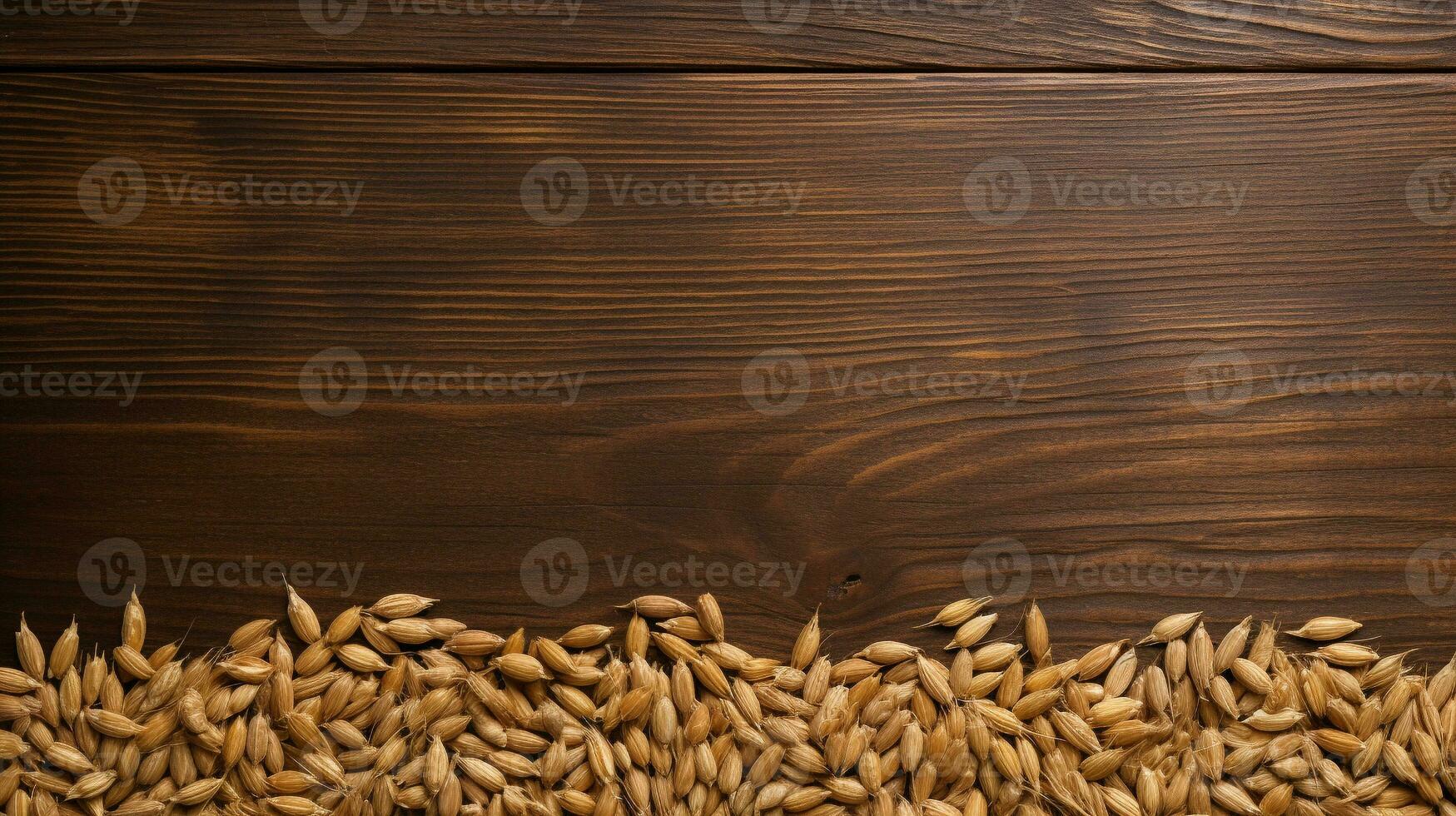 Spelt Grain on Wooden Background with Ample Copy Space, AI Generative photo