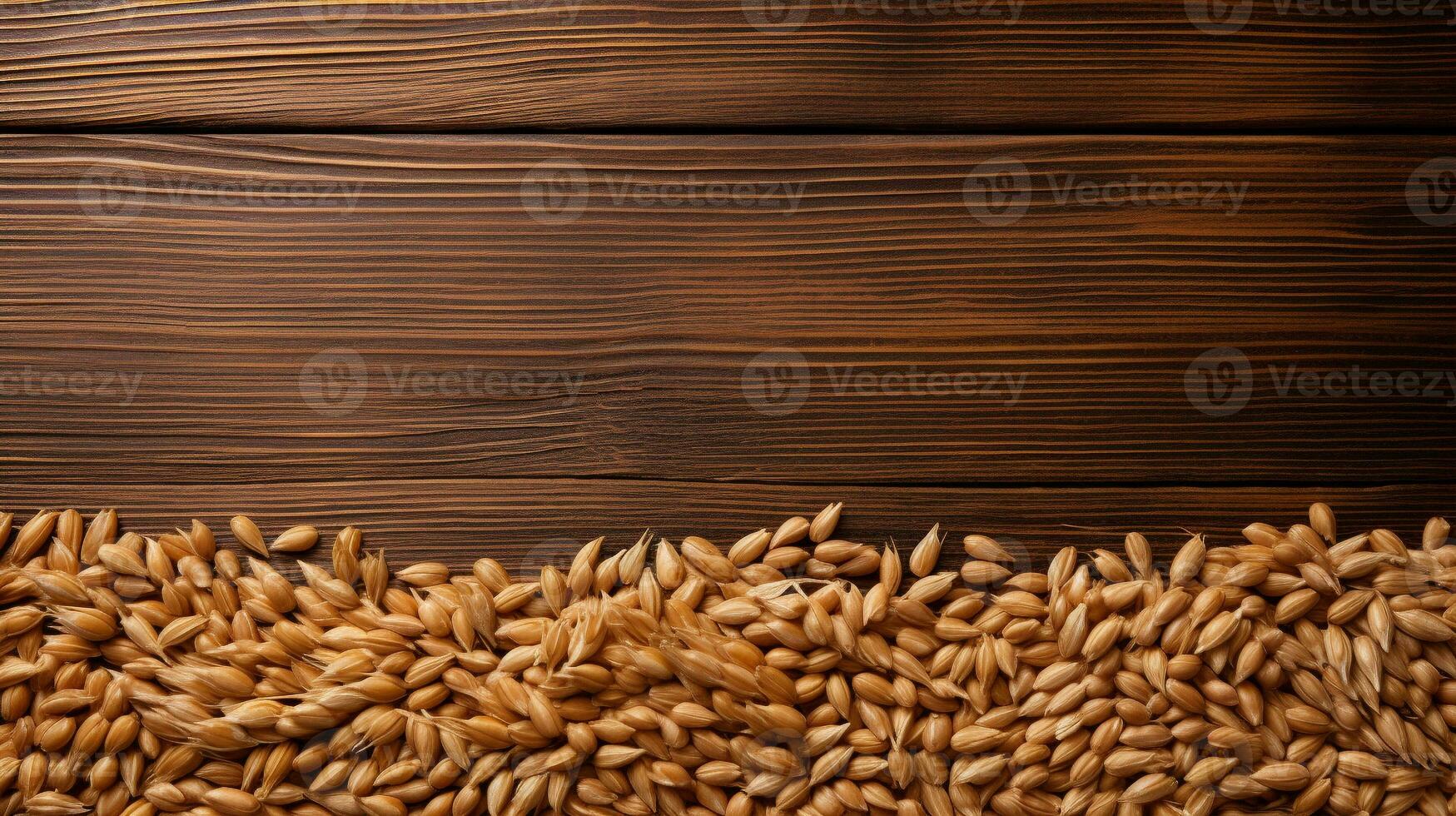 Spelt Grain on Wooden Background with Ample Copy Space, AI Generative photo