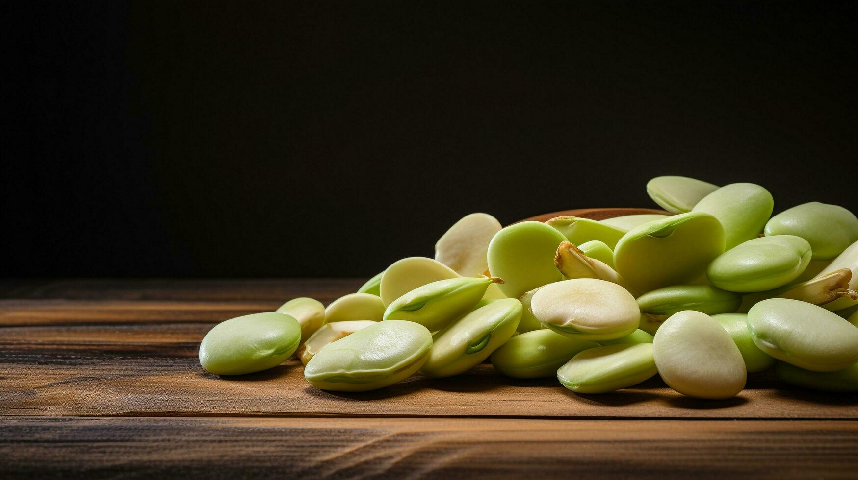 Lima Beans on Wood Background with Copy Space, AI Generative photo