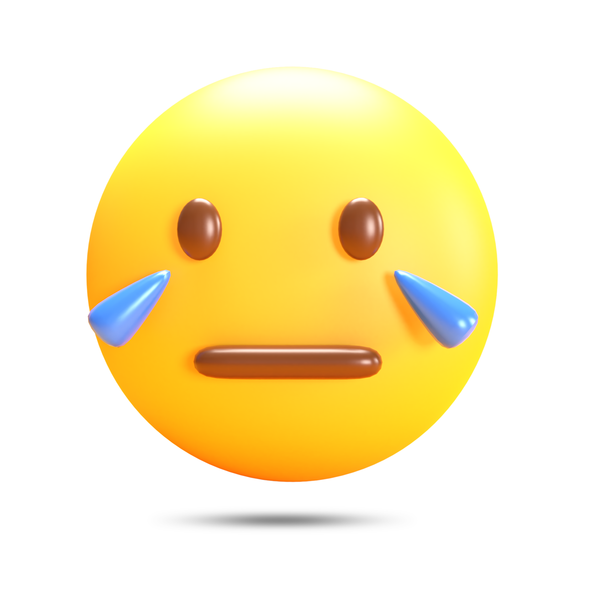 3d render of haunting, nightmarish, cursed crying emoji with realistic  details