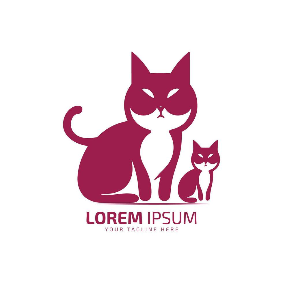 mínimo y resumen gato logo con gatito icono perro silueta vector aislado diseño