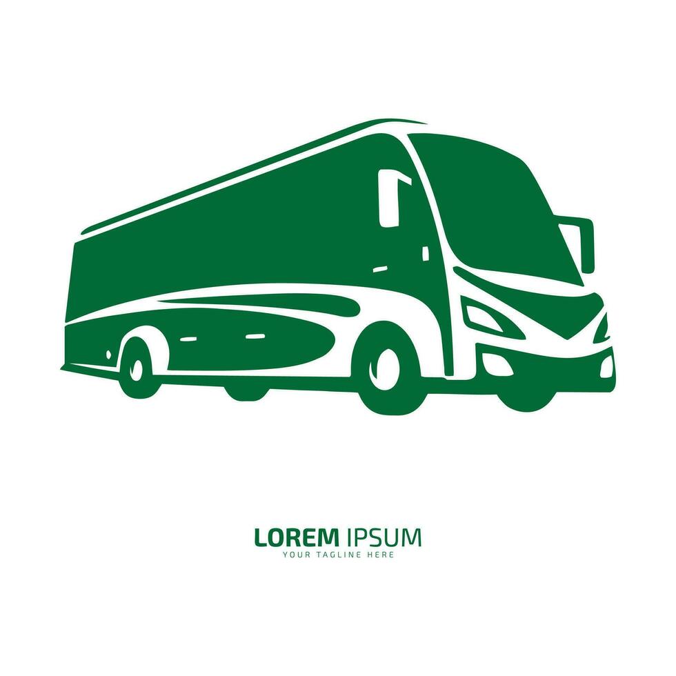 Bus logo school bus icon silhouette vector isolated design green bus