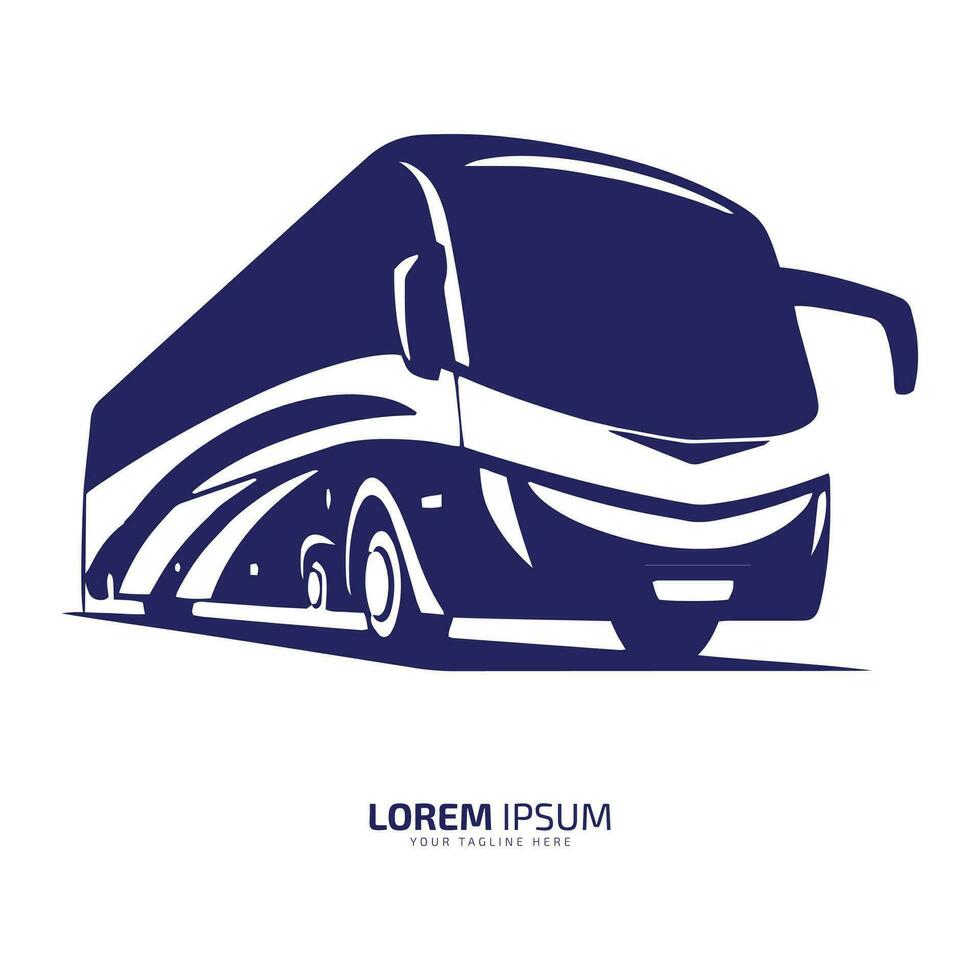 Bus logo school bus icon silhouette vector isolated design blue bus