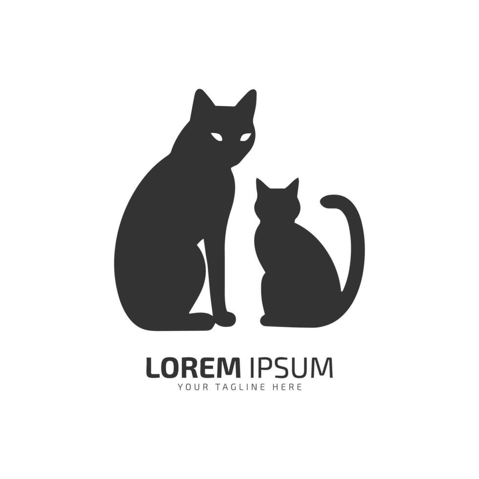 mínimo y resumen gato logo gatito icono perro silueta vector aislado diseño modelo